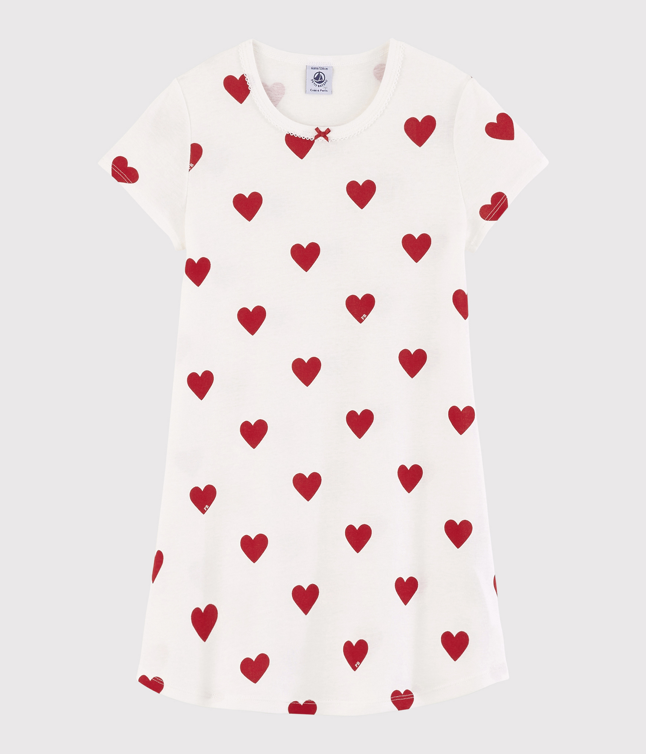 Girls' Heart Patterned Cotton Nightdress