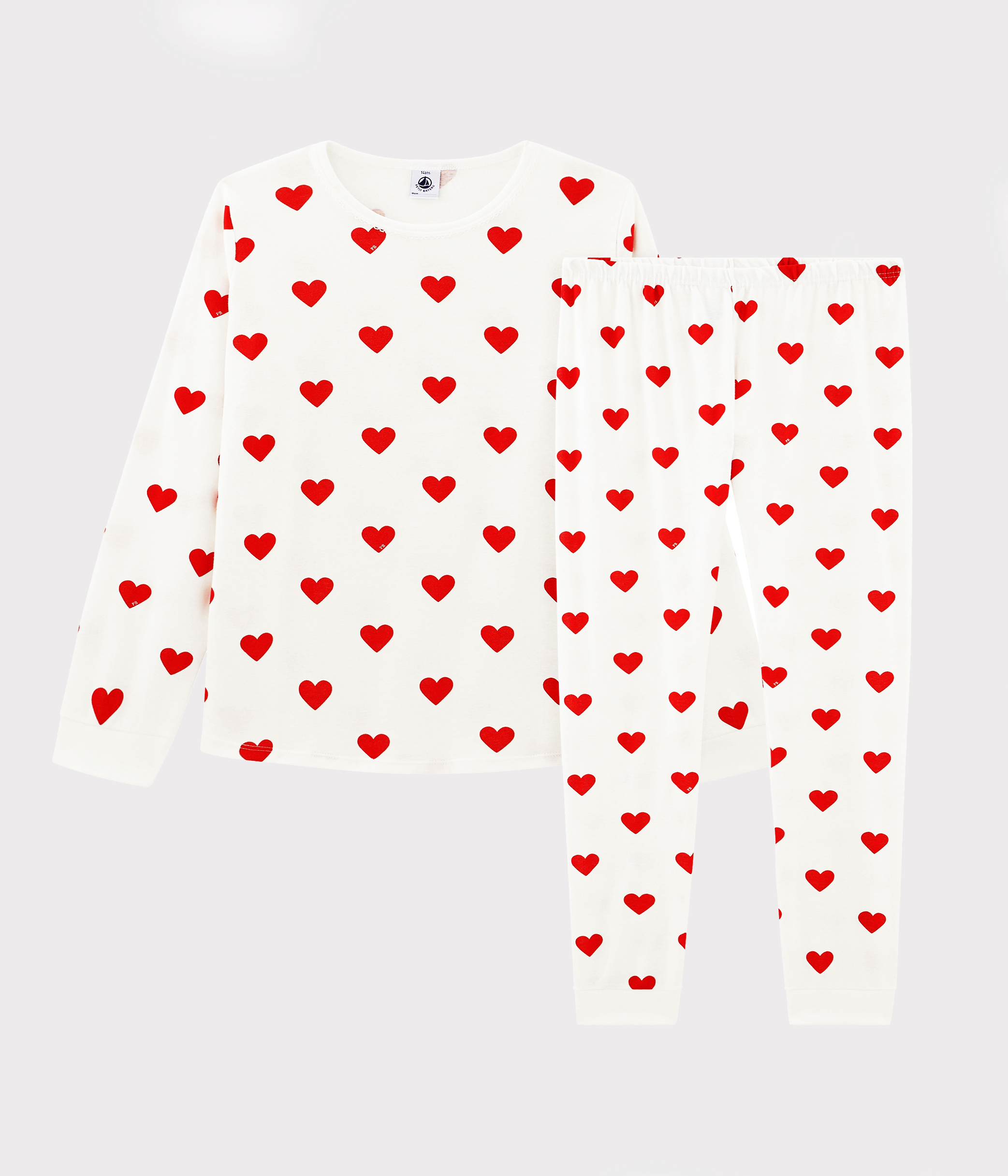 Children's hearts print ribbed pyjamas