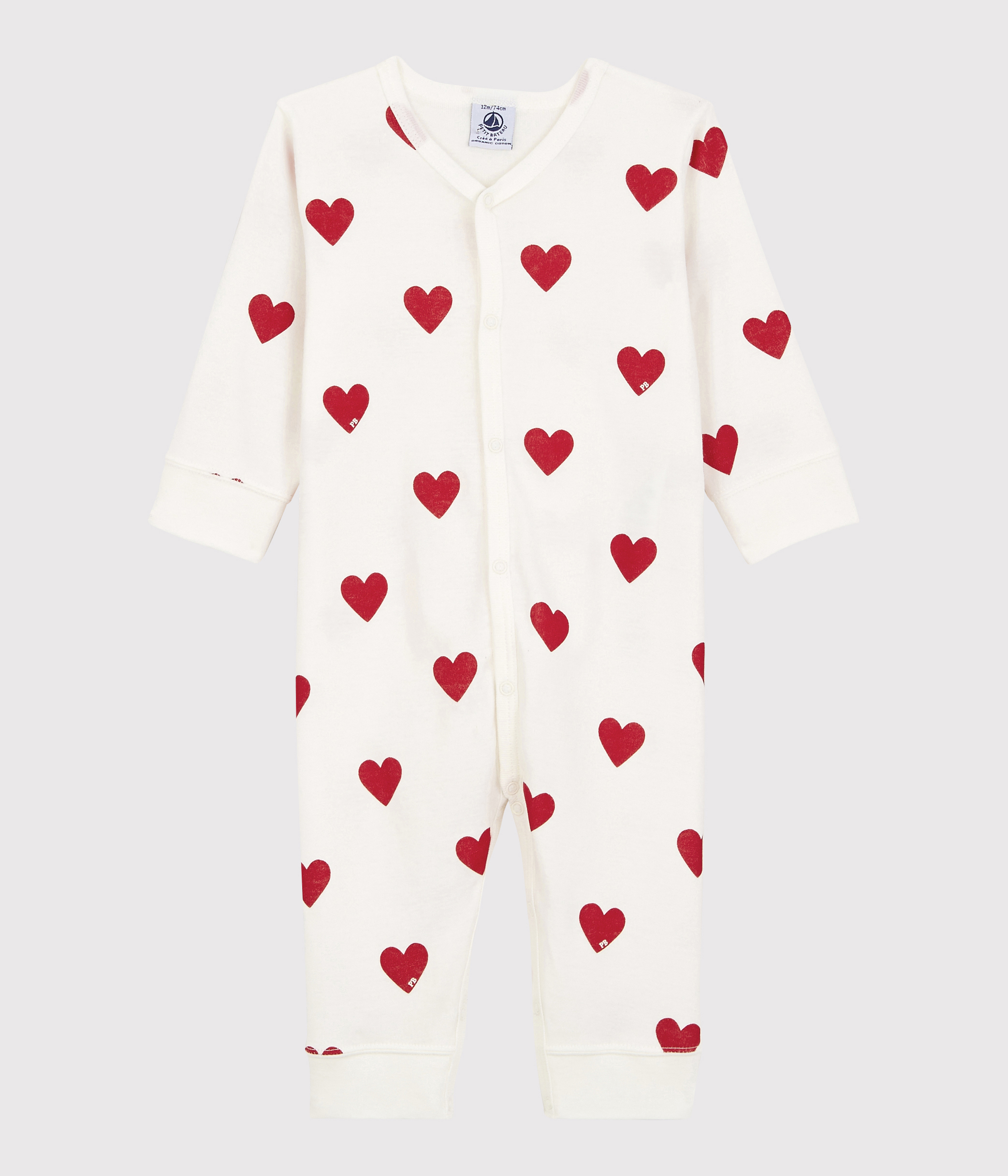 Babies' Heart Patterned Footless Cotton Sleepsuit