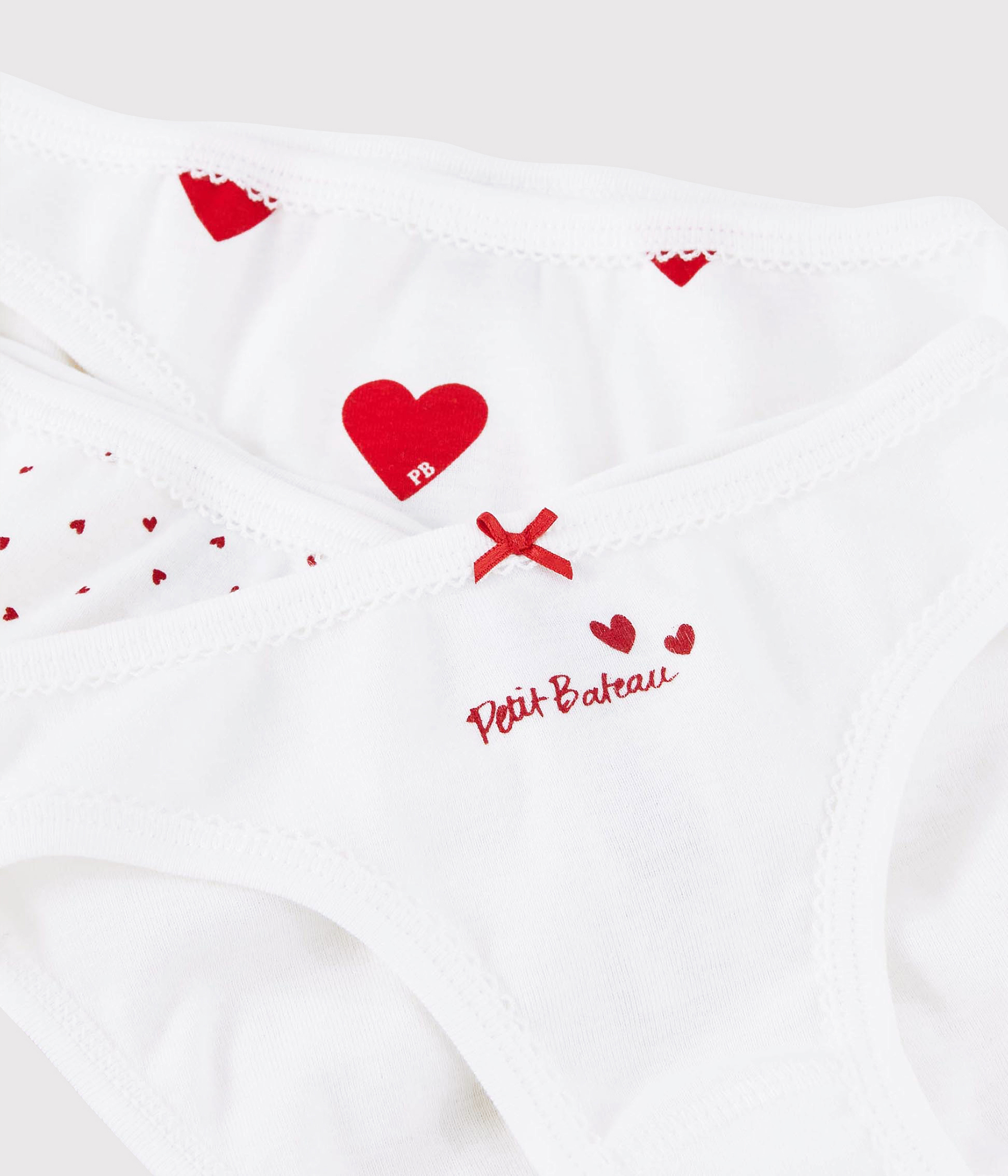 Girls' Heart Patterned Cotton Briefs - 3-Pack