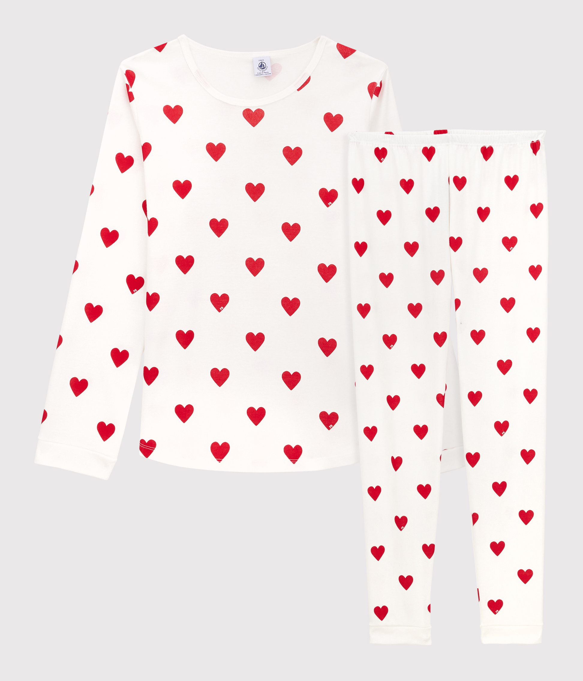 Girls' or Women's Heart Print Ribbed Pyjamas