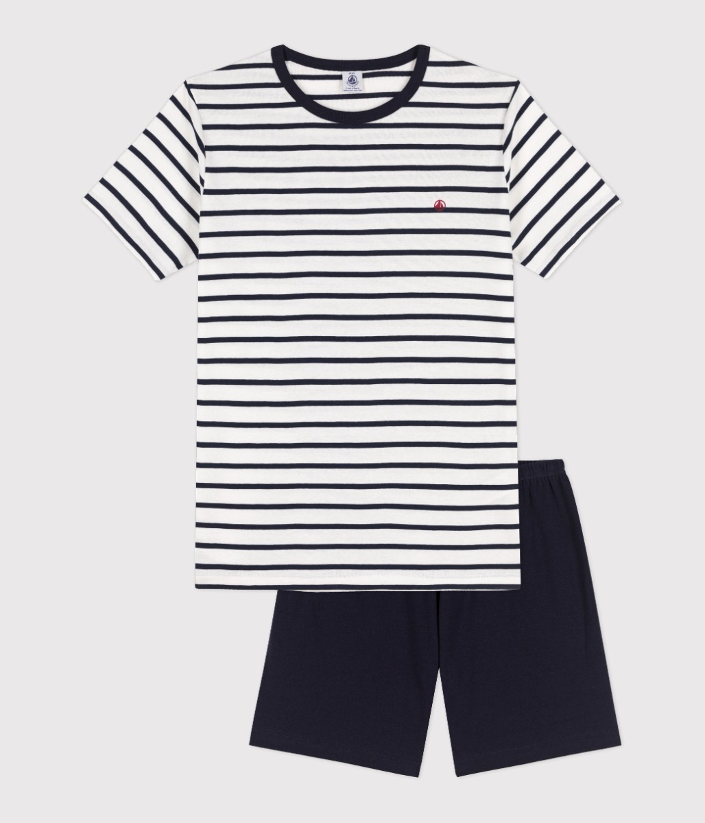 Unisex Rib Knit Short Pyjamas with Sailor Stripes