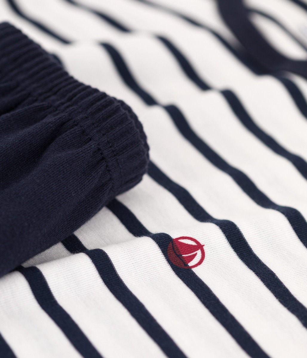 Unisex Rib Knit Short Pyjamas with Sailor Stripes