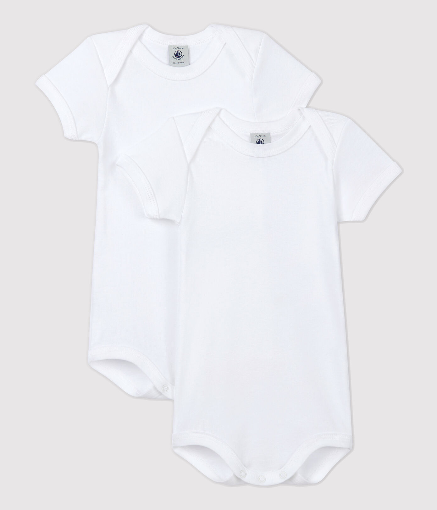 Babies' White Short-Sleeved Bodysuit – 2-Pack