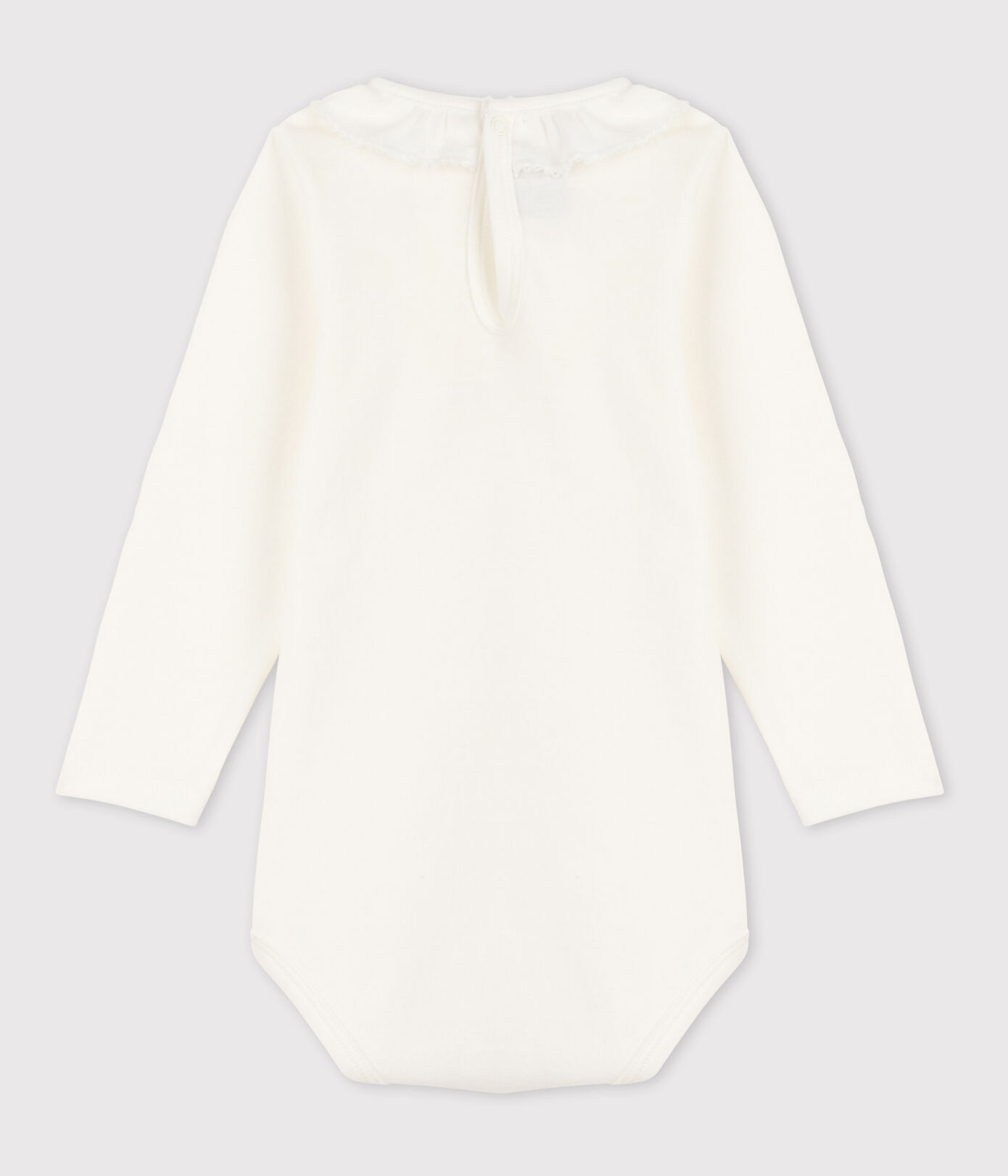 Babies' Long-Sleeved Cotton Bodysuit With Ruff Collar
