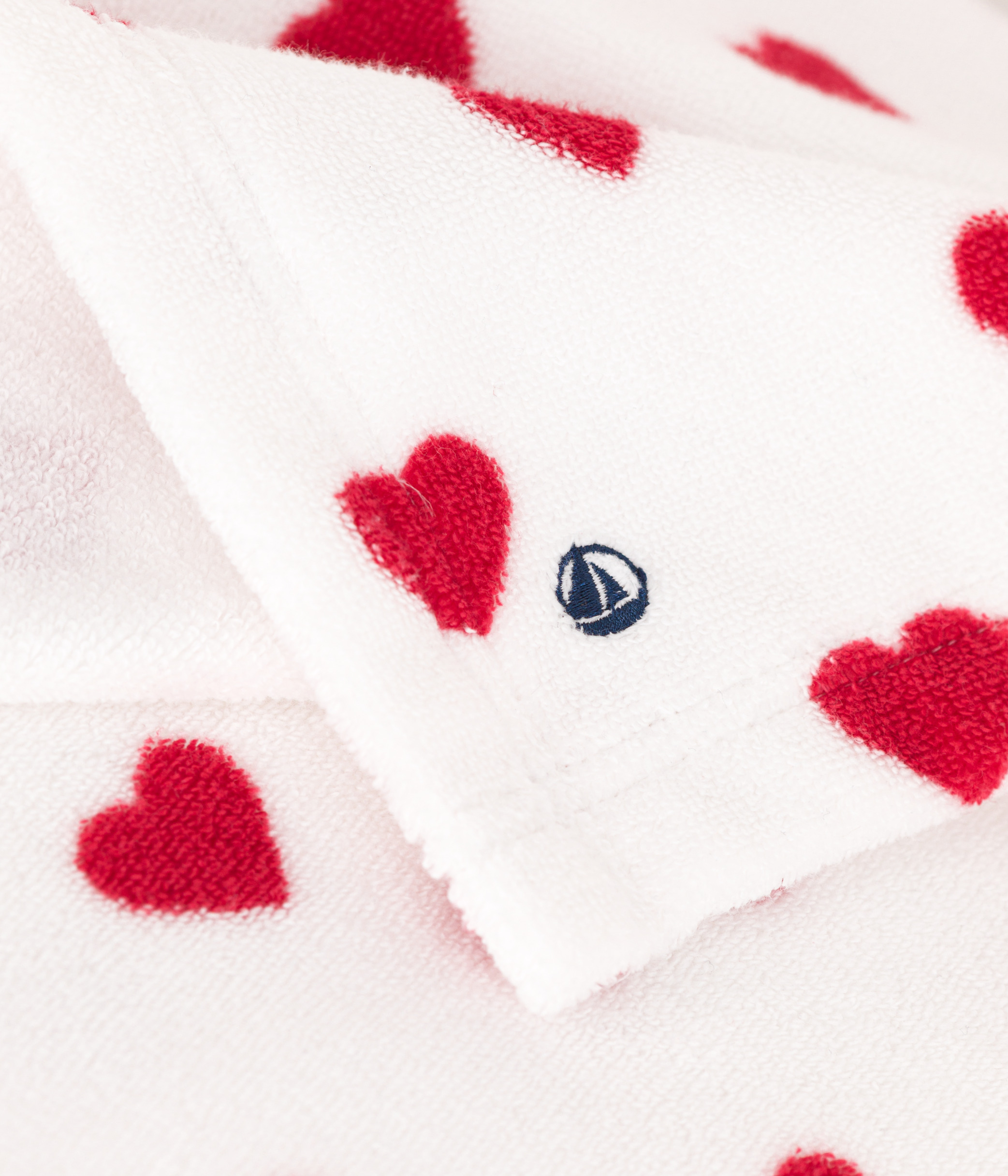 Babies' Stripy Heart Patterned Terry Bath Cape