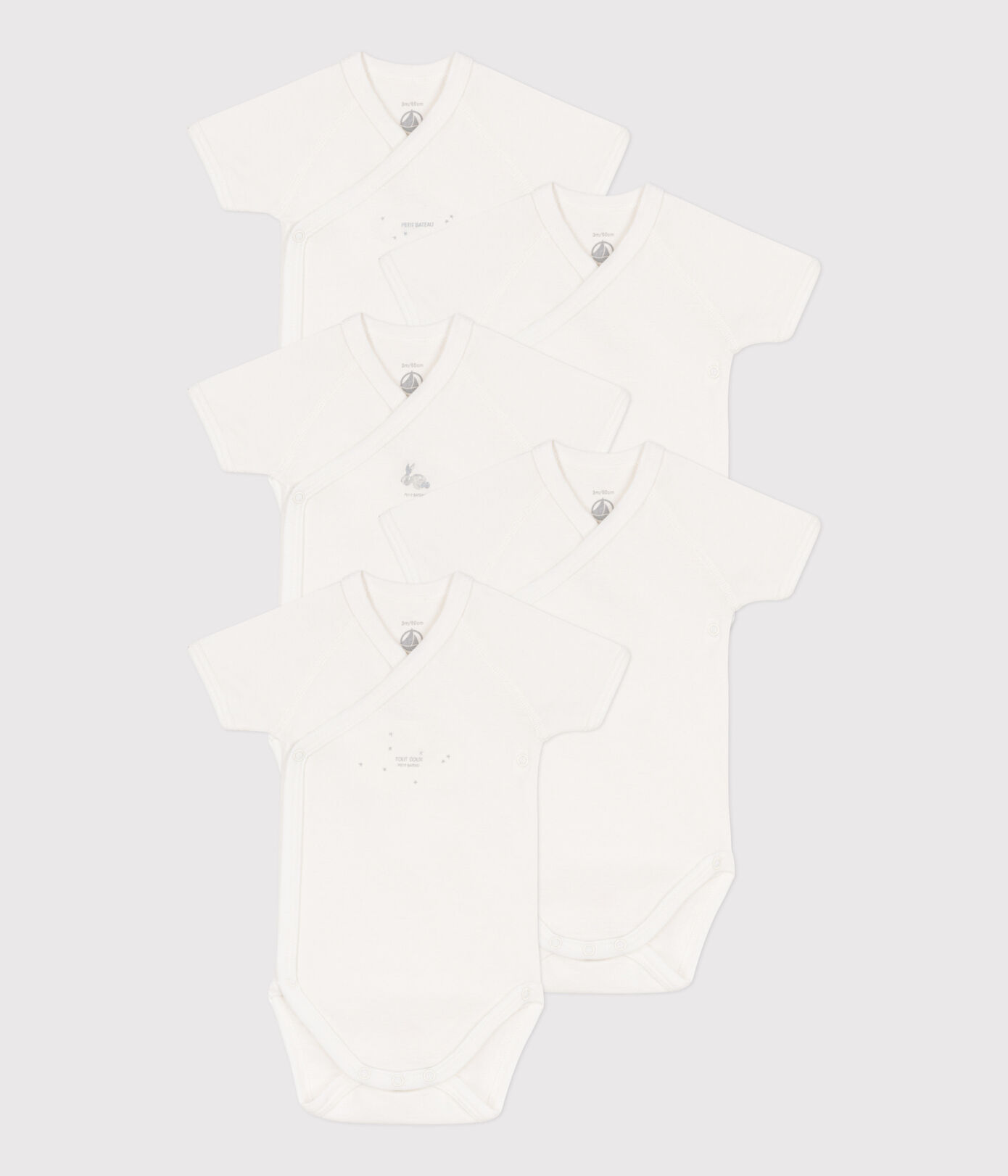 Wrapover Short-Sleeved Bodysuits - 5-Pack