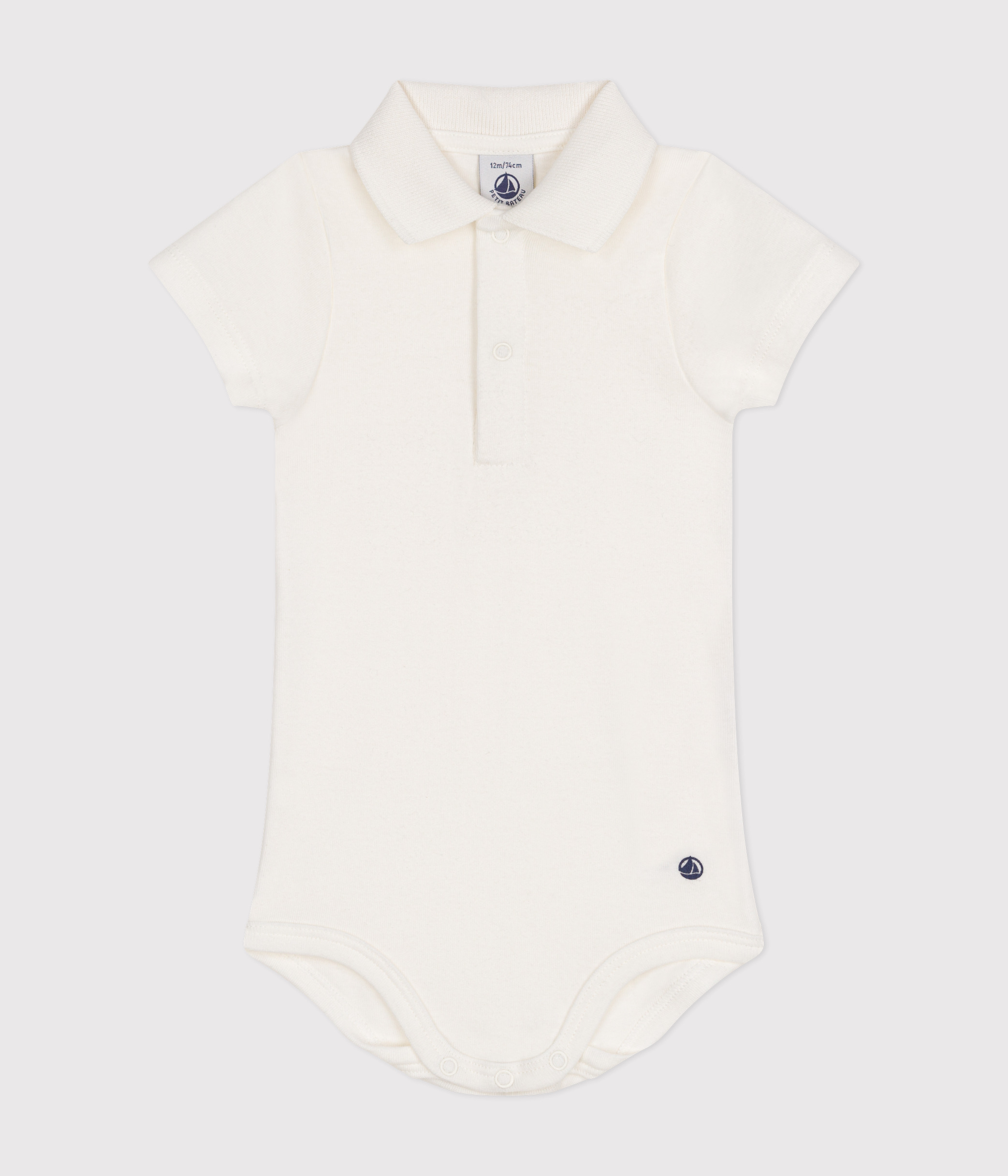 Babies' Short-Sleeved Cotton Bodysuit with Polo Shirt Collar