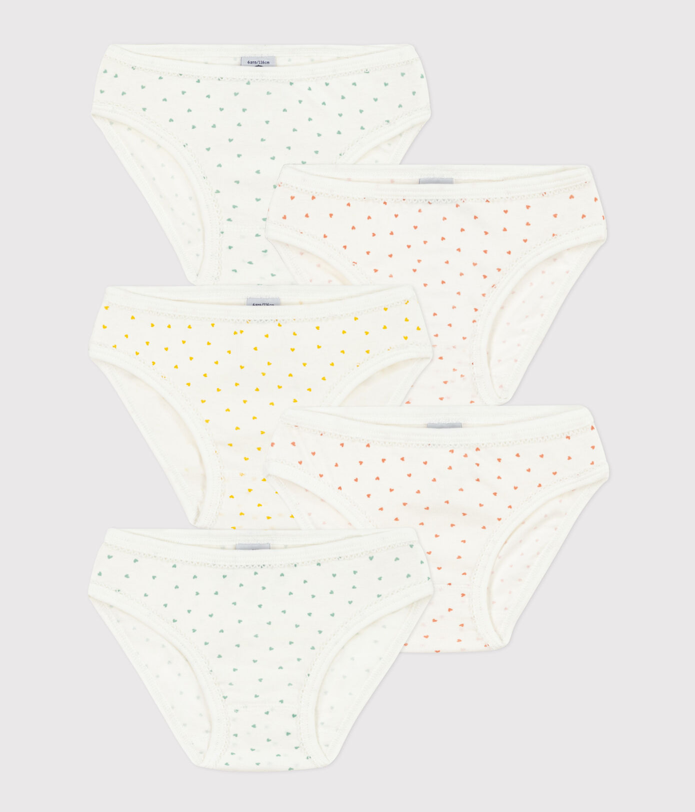 Girls' Mini Heart Patterned Cotton Briefs - 5-Pack