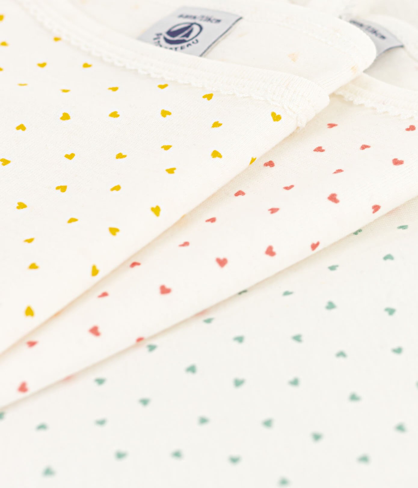 Girls' Mini Heart Patterned Cotton Strappy Vests - 3-Pack