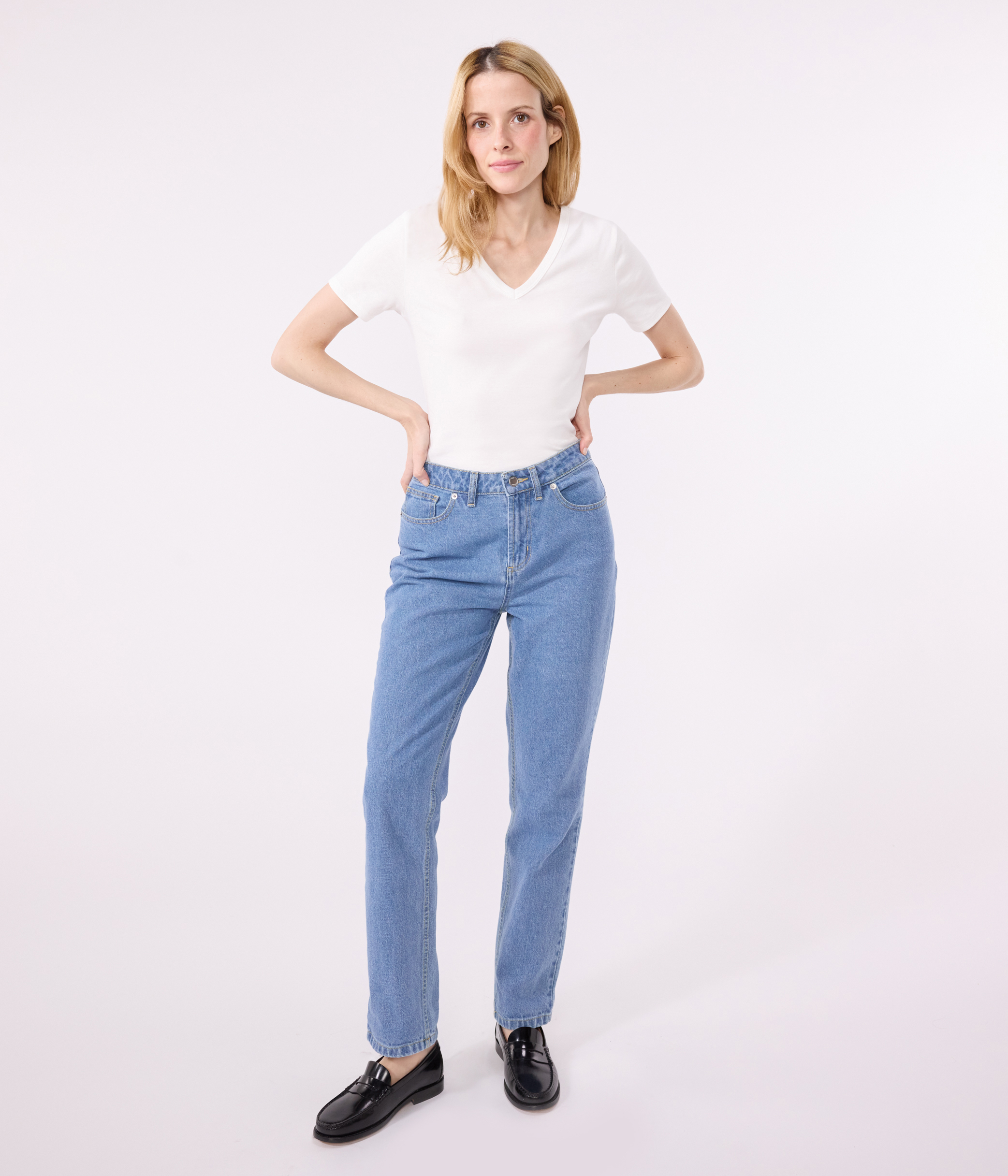 Women's iconic plain short-sleeved rib knit T-shirt