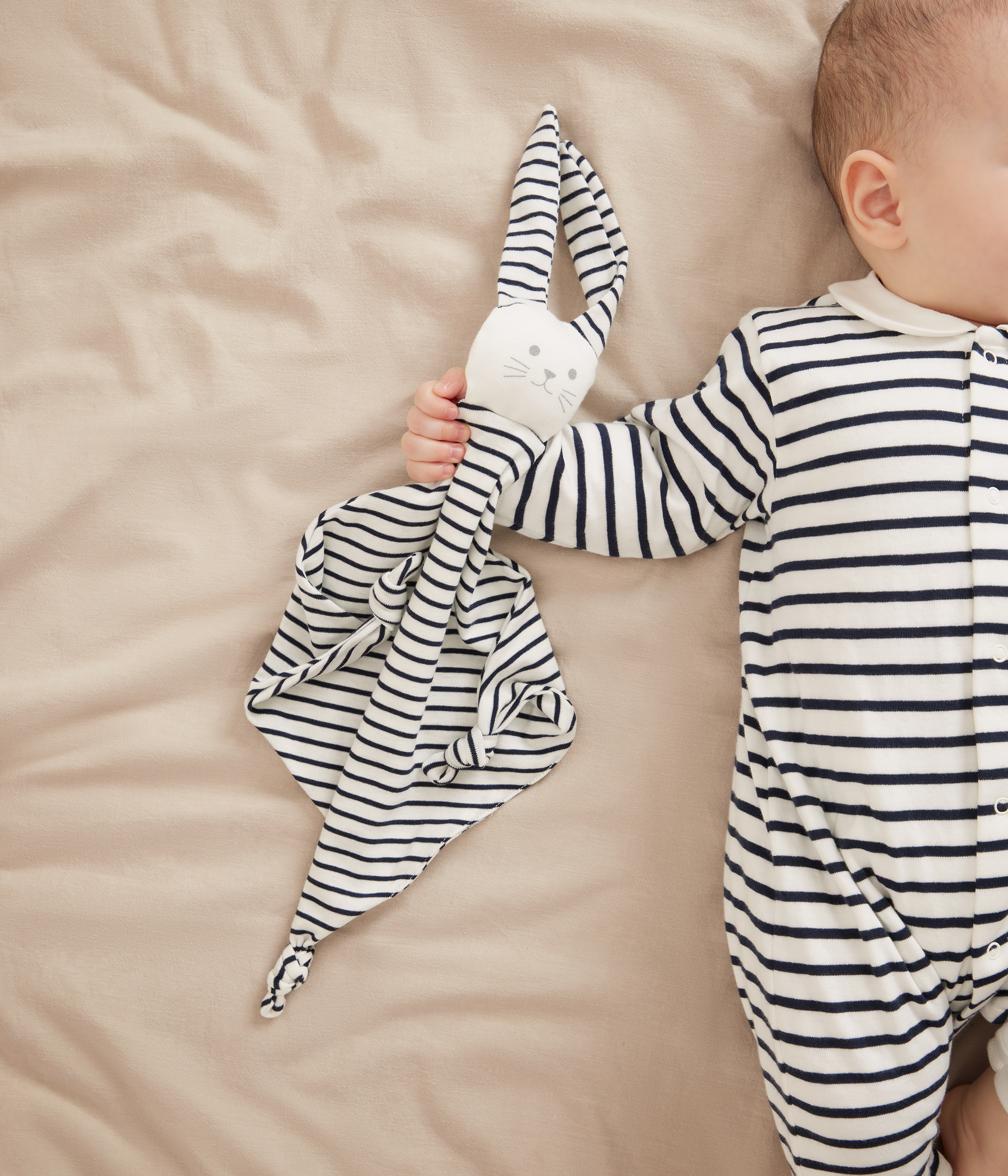 Babies Breton stripe cotton playsuit with a collar