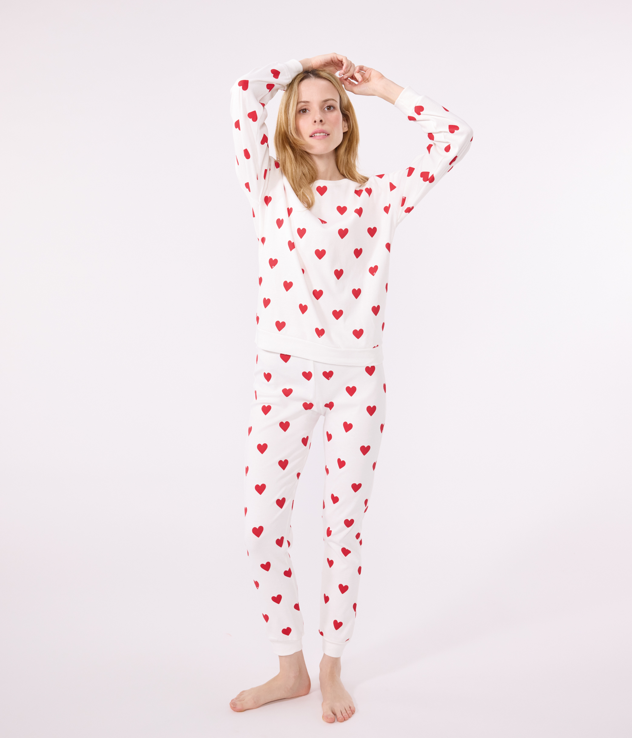 Women's Heart Themed Cotton Pyjamas