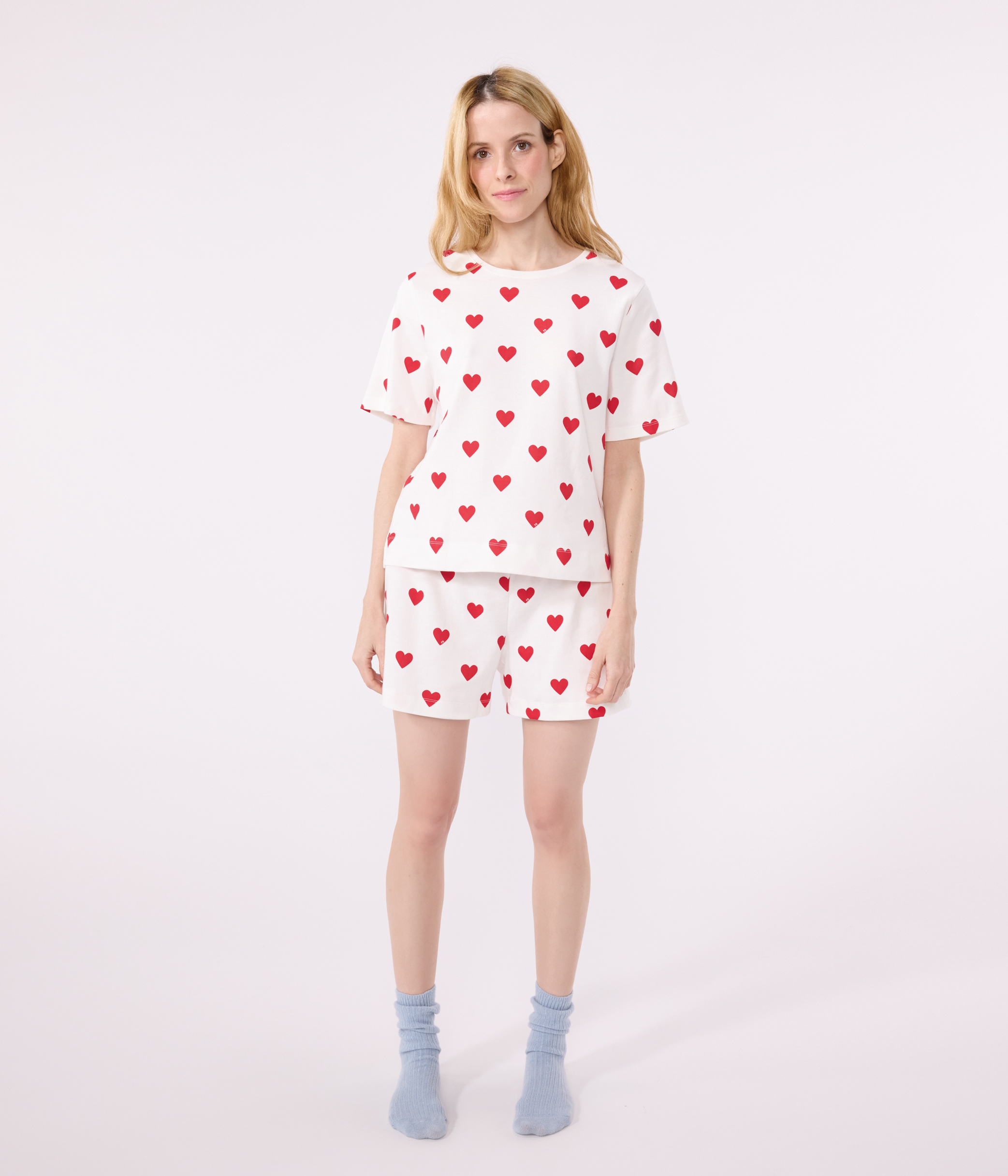 Women's Heart Themed Cotton Short Pyjamas
