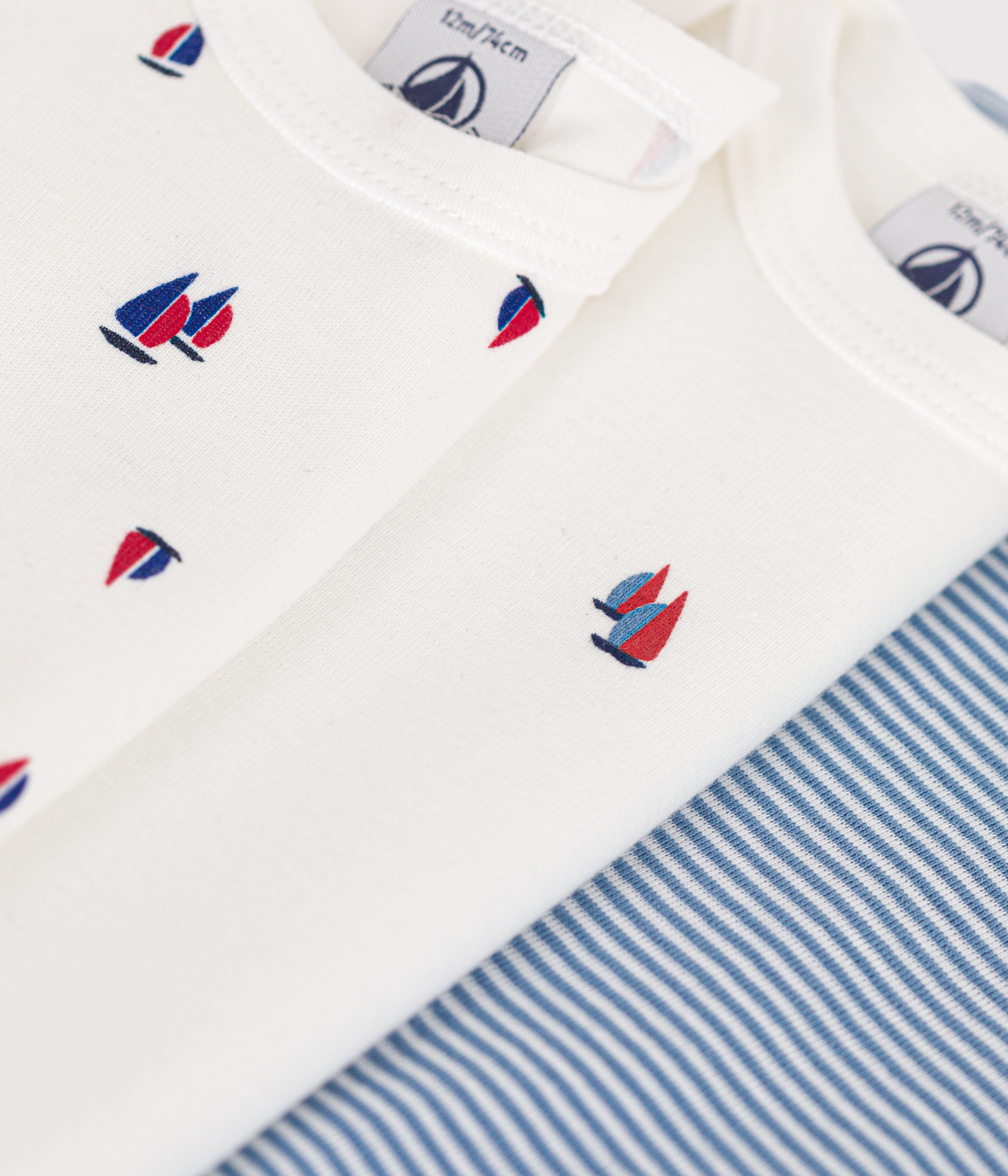 Babies' Cotton Long-Sleeved Regatta Print Bodysuits - 3-Pack