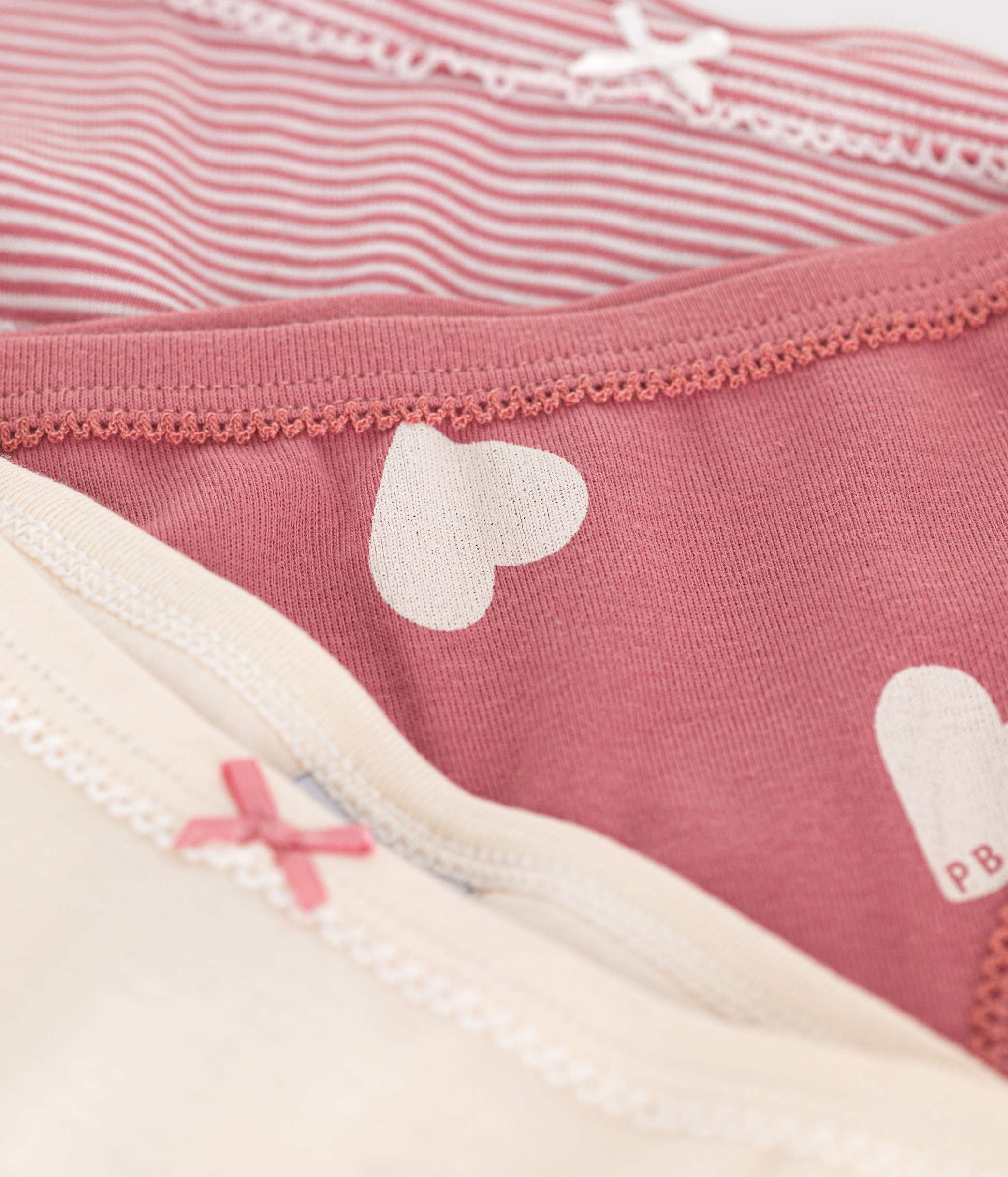 Children's Heart-Patterned Cotton Knickers - 3-Pack