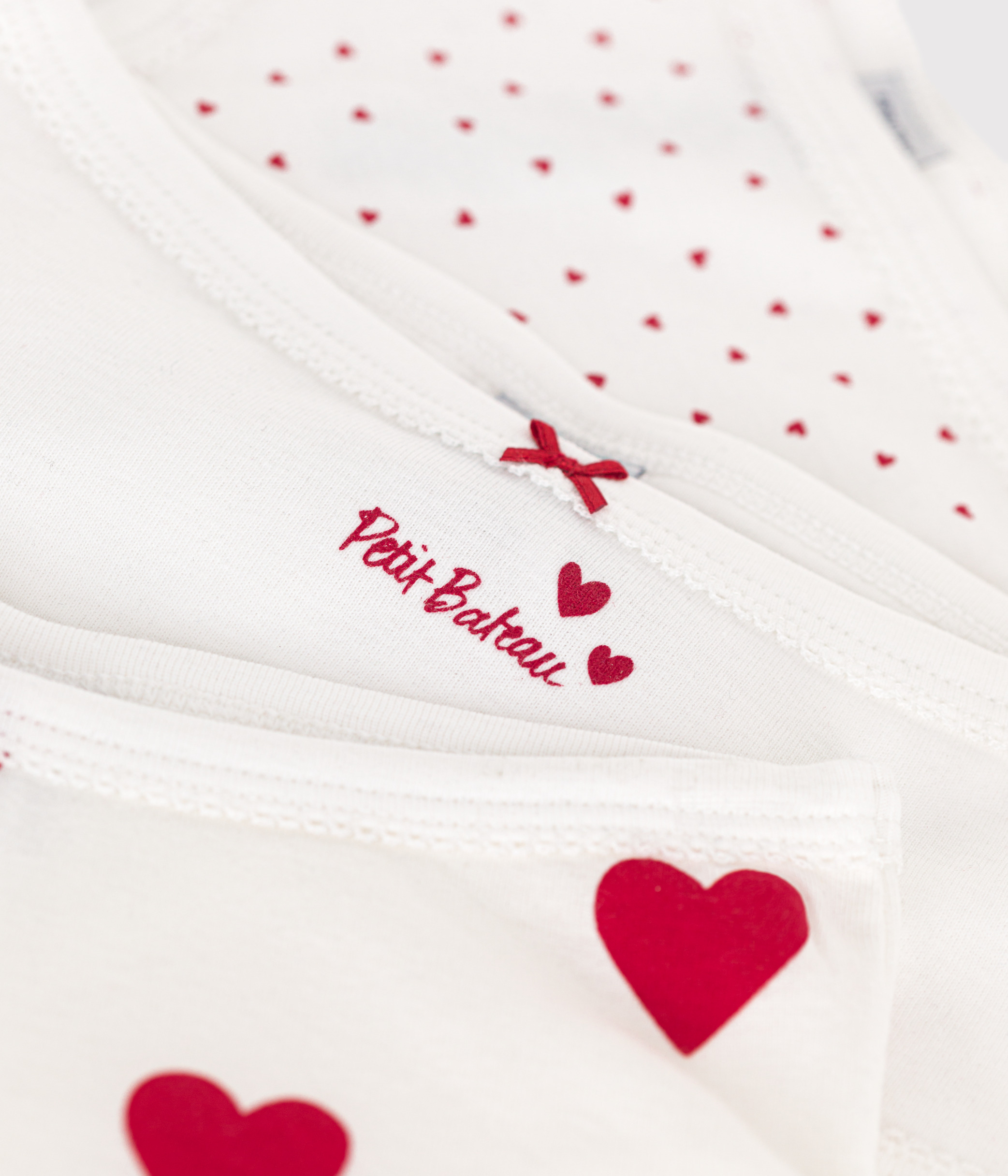 Children's High-Waisted Cotton Heart Pattern Knickers - 3-Pack
