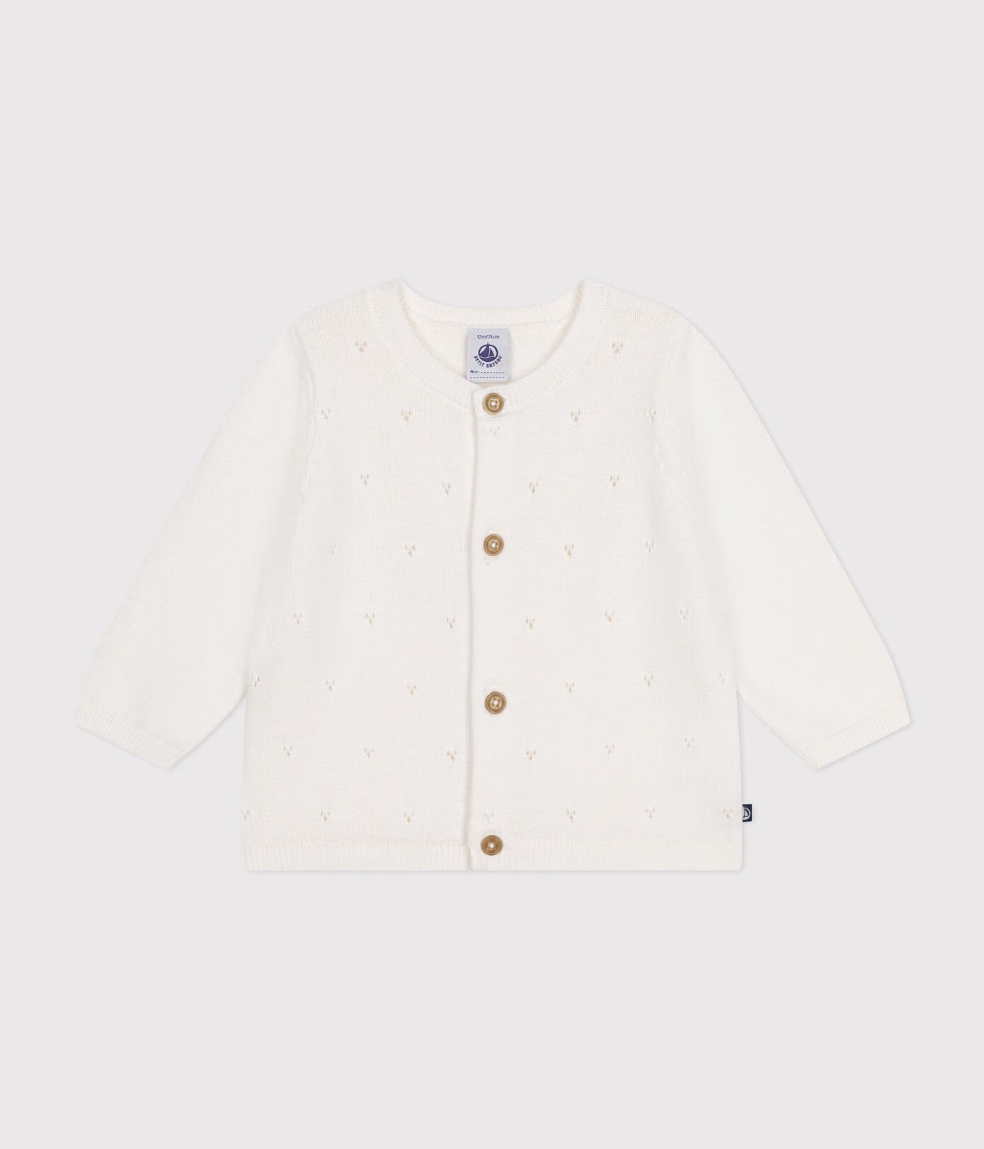 Babies' Openwork Knitted Cotton Cardigan