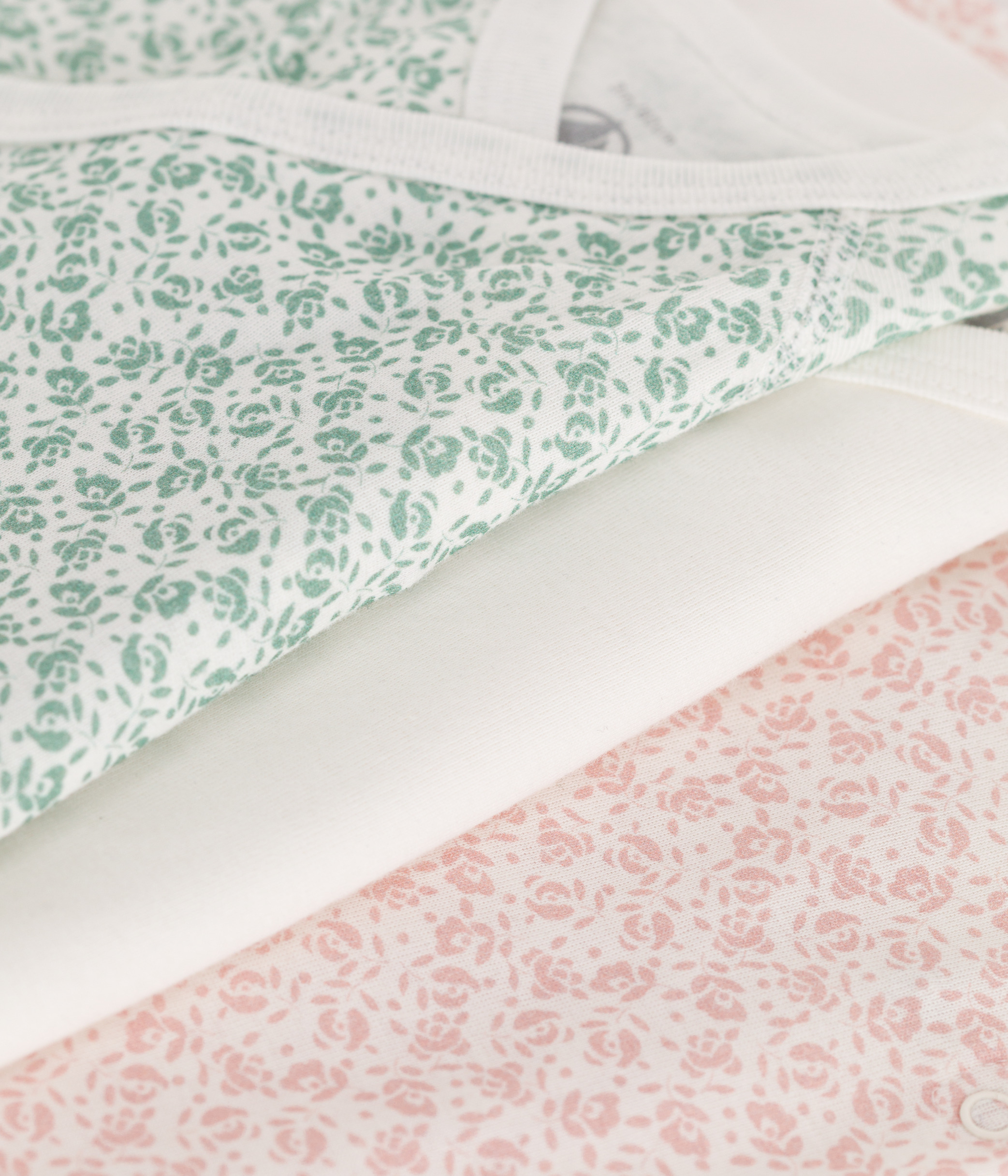 Babies' short-sleeved printed cotton wrapover bodysuits - 3-Pack