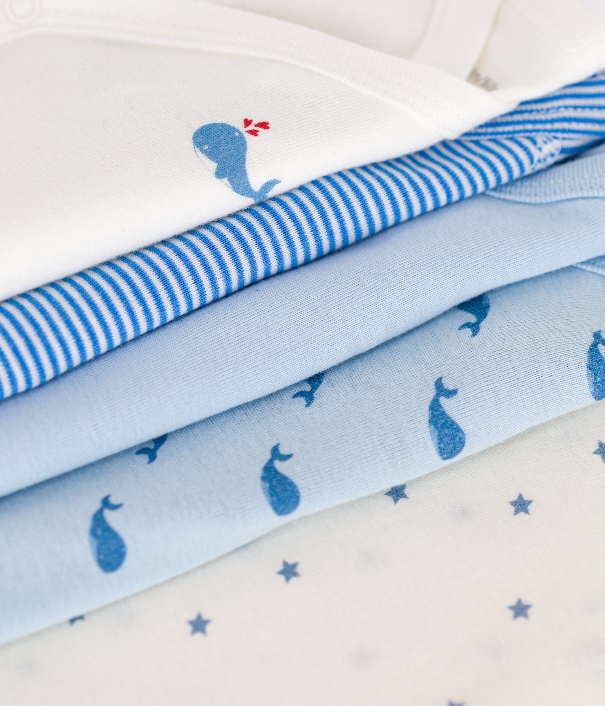 Set of 5 baby cotton long-sleeved crossover printed bodysuits