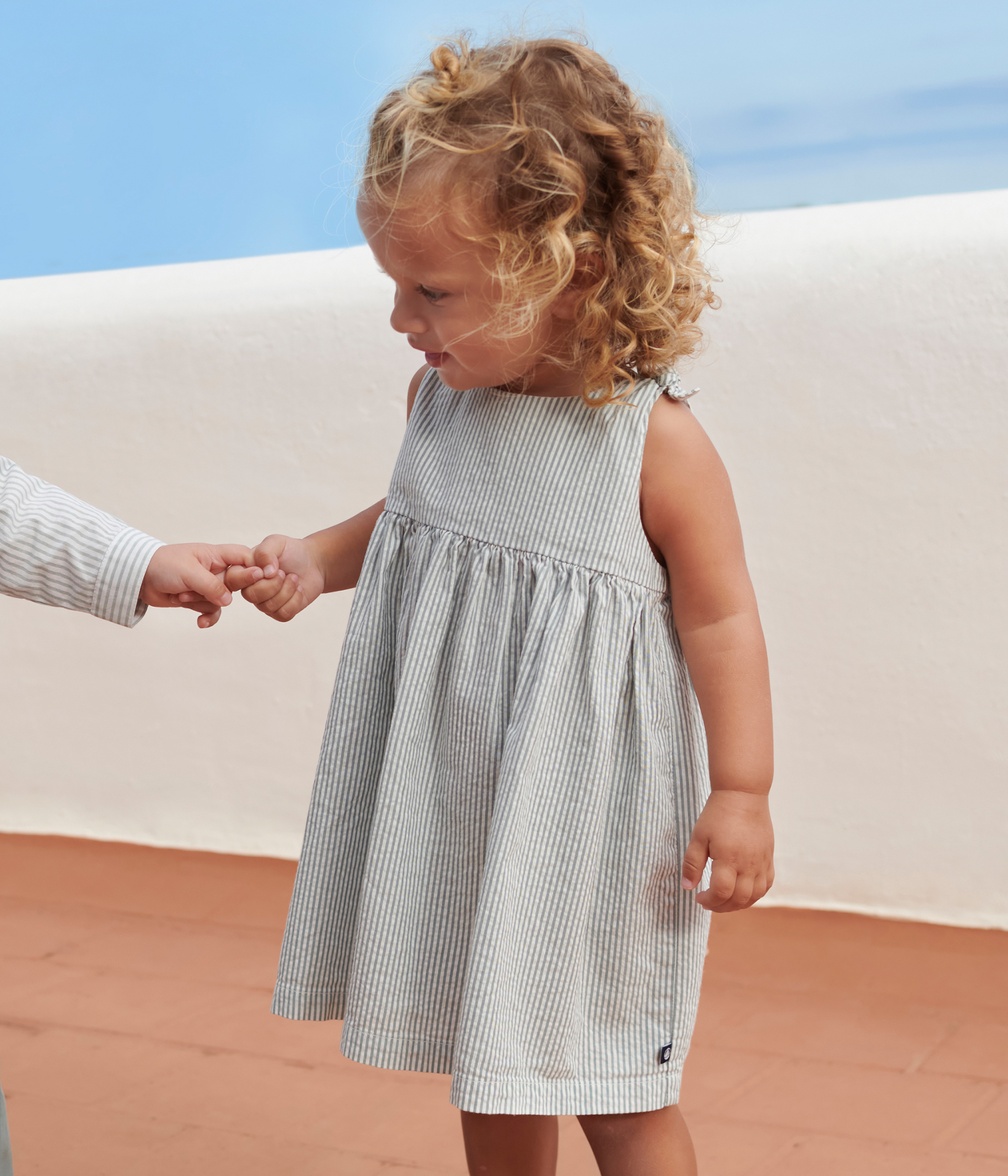 Babies' sleeveless stripy cotton dress
