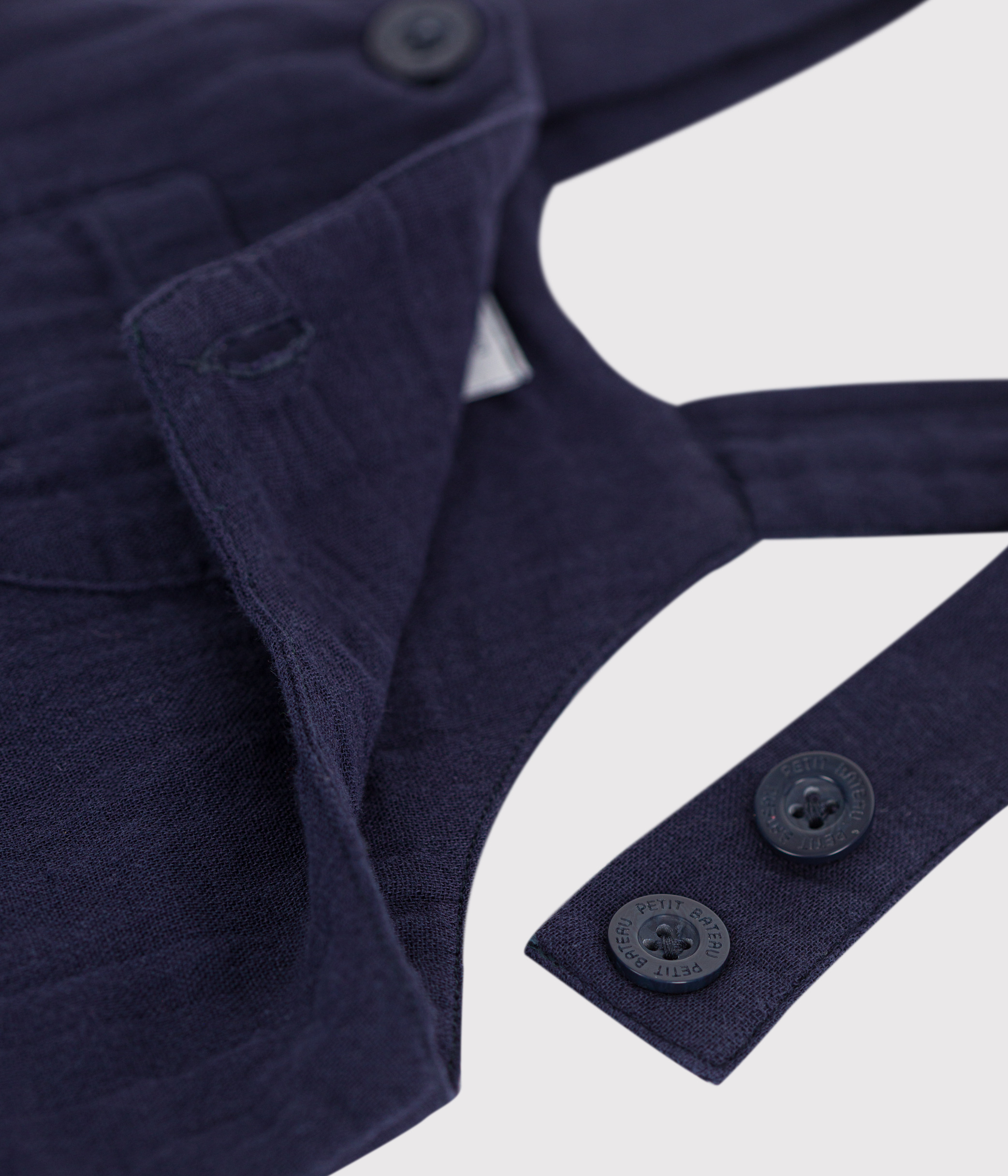 Babies' short-legged plain cotton gauze dungarees