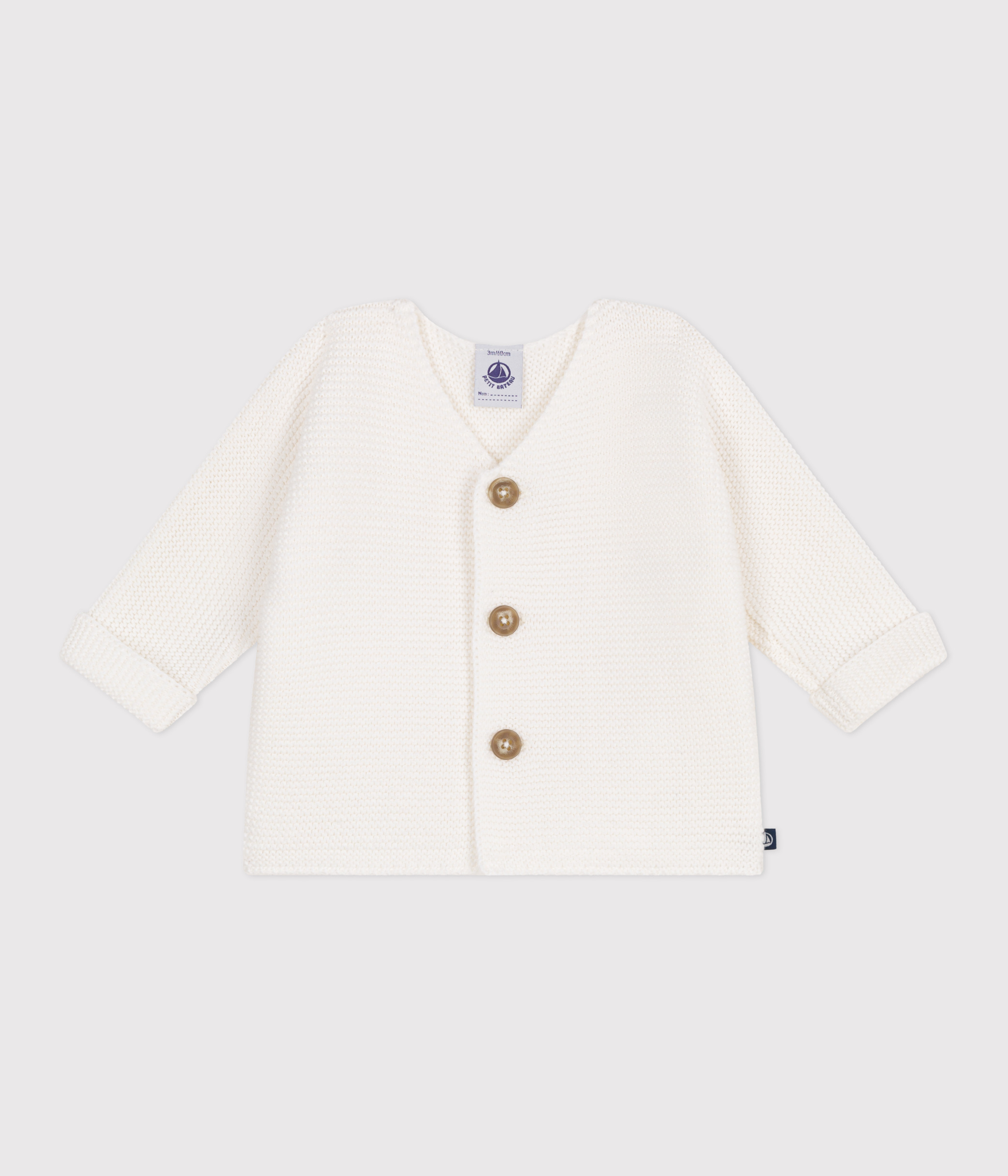 Babies' moss stitch cotton cardigan