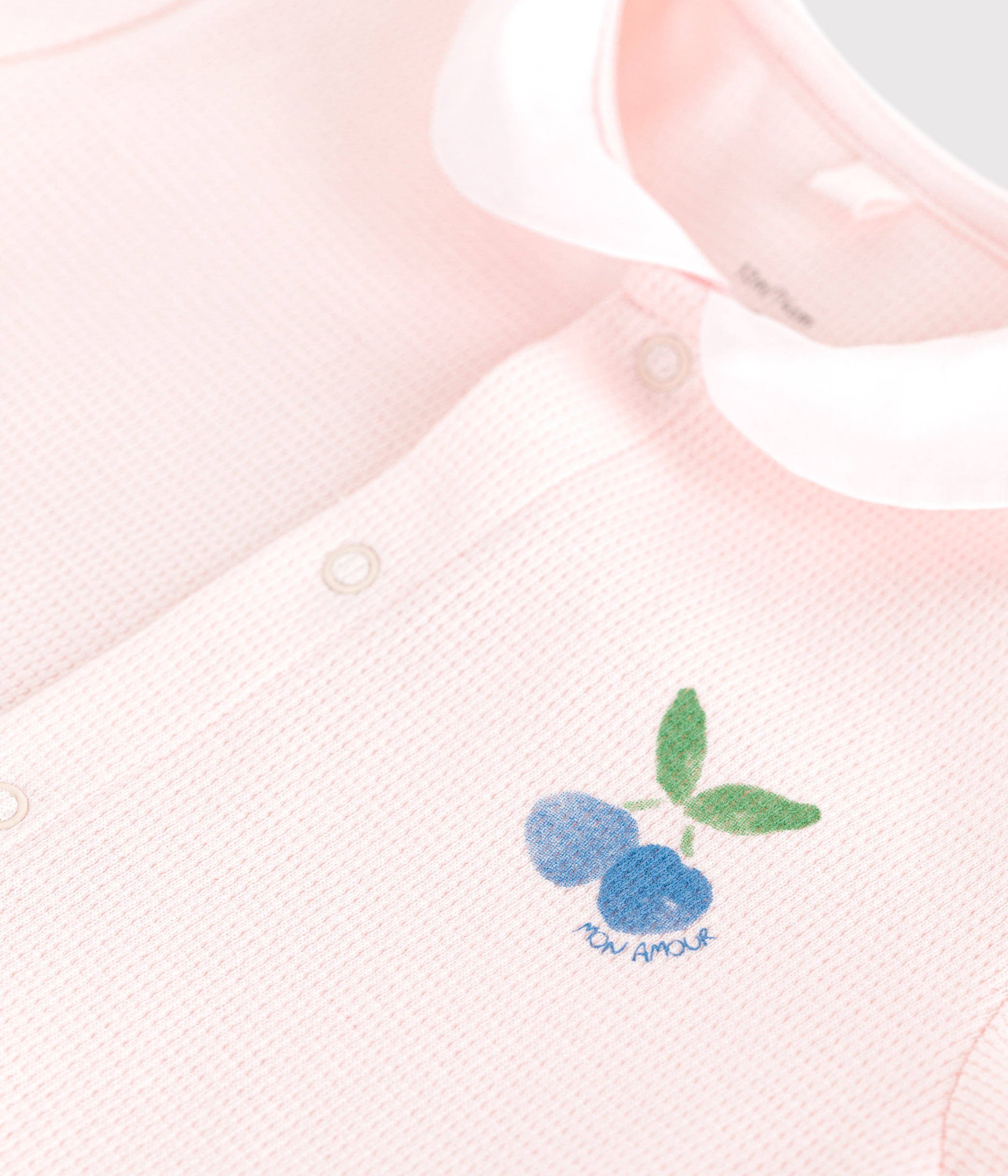 Babies' short cotton playsuit with a Peter Pan collar