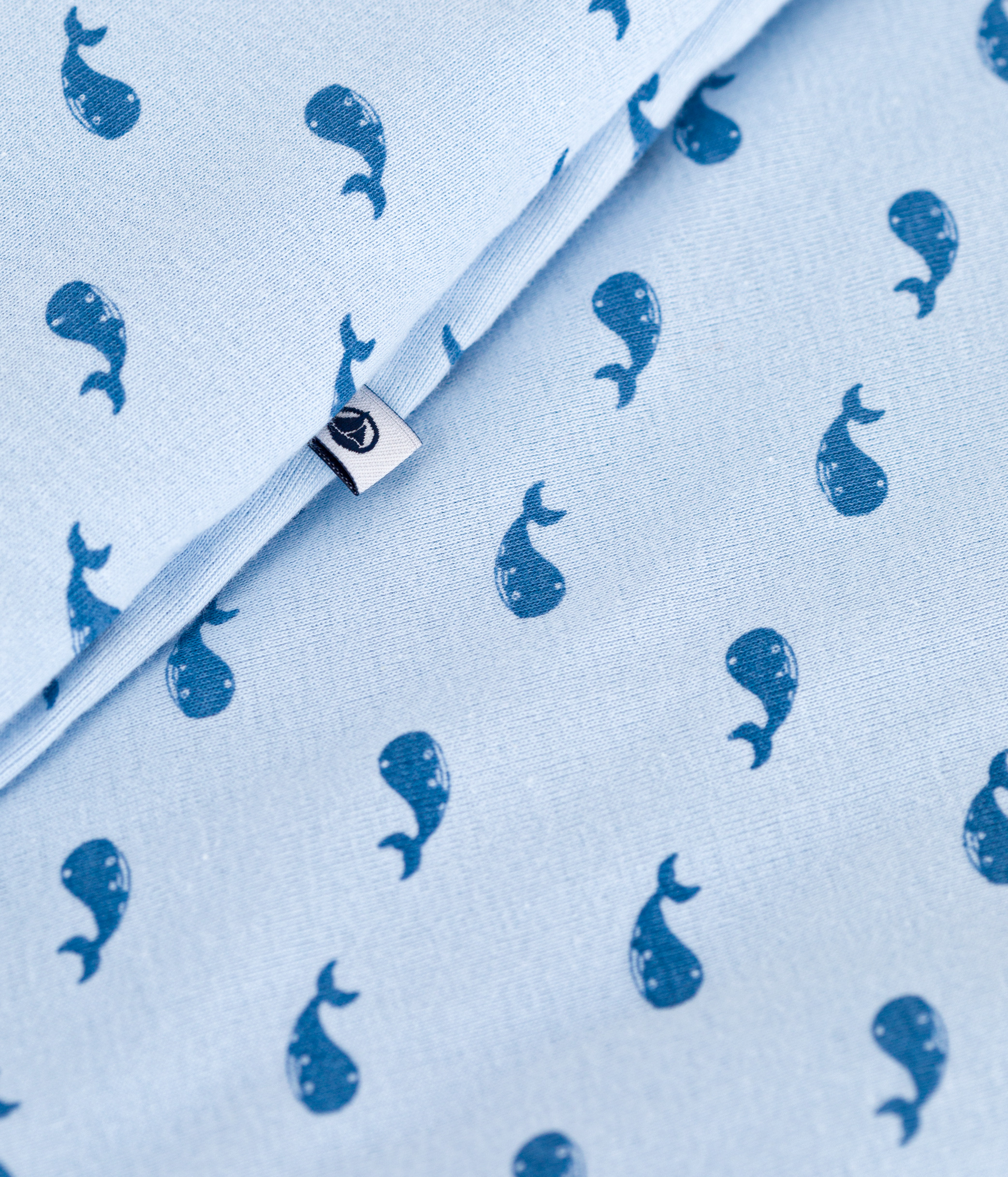 Baby sleeping bag in cotton with whale print, TOG 2
