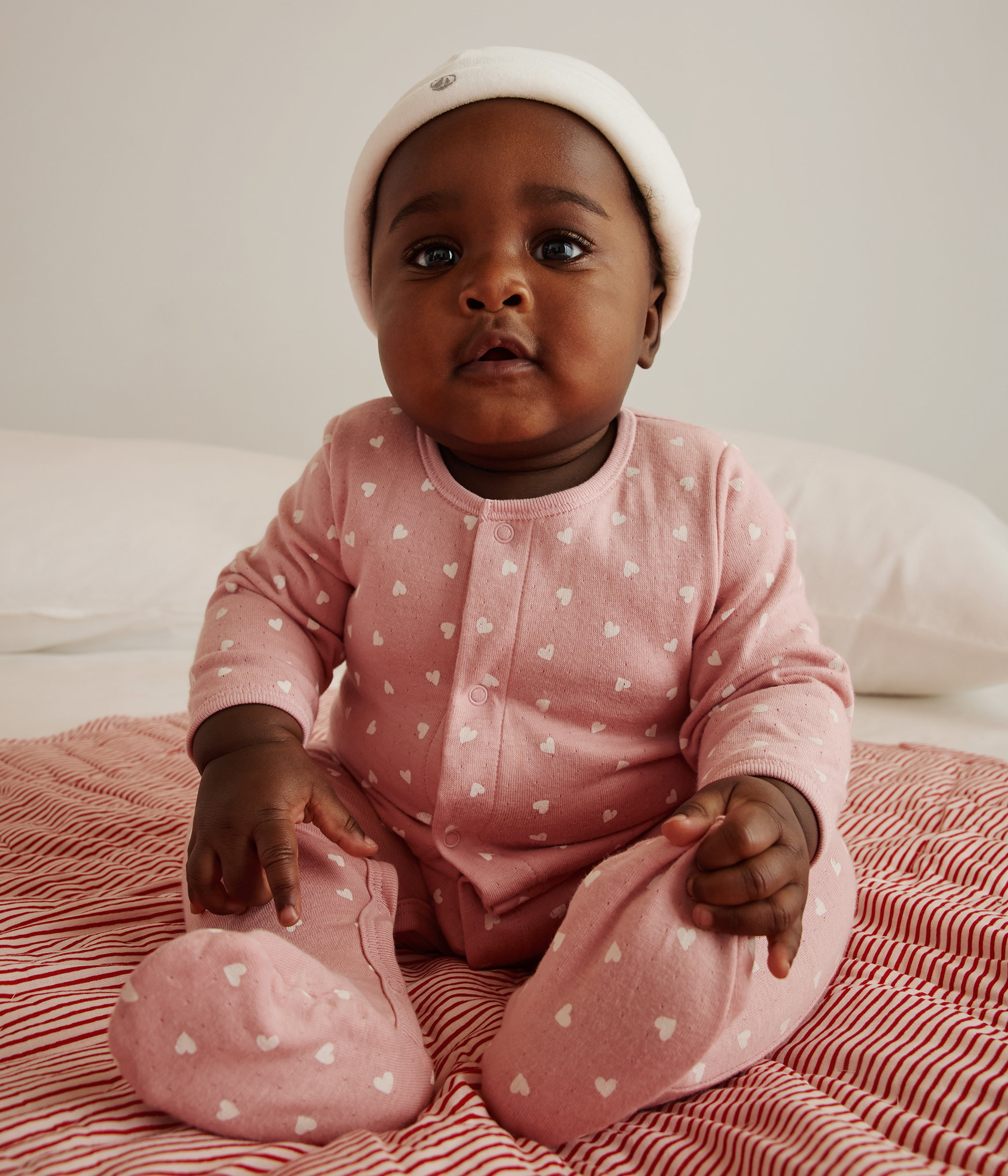 Baby tubic fabric bodyjama with small hearts