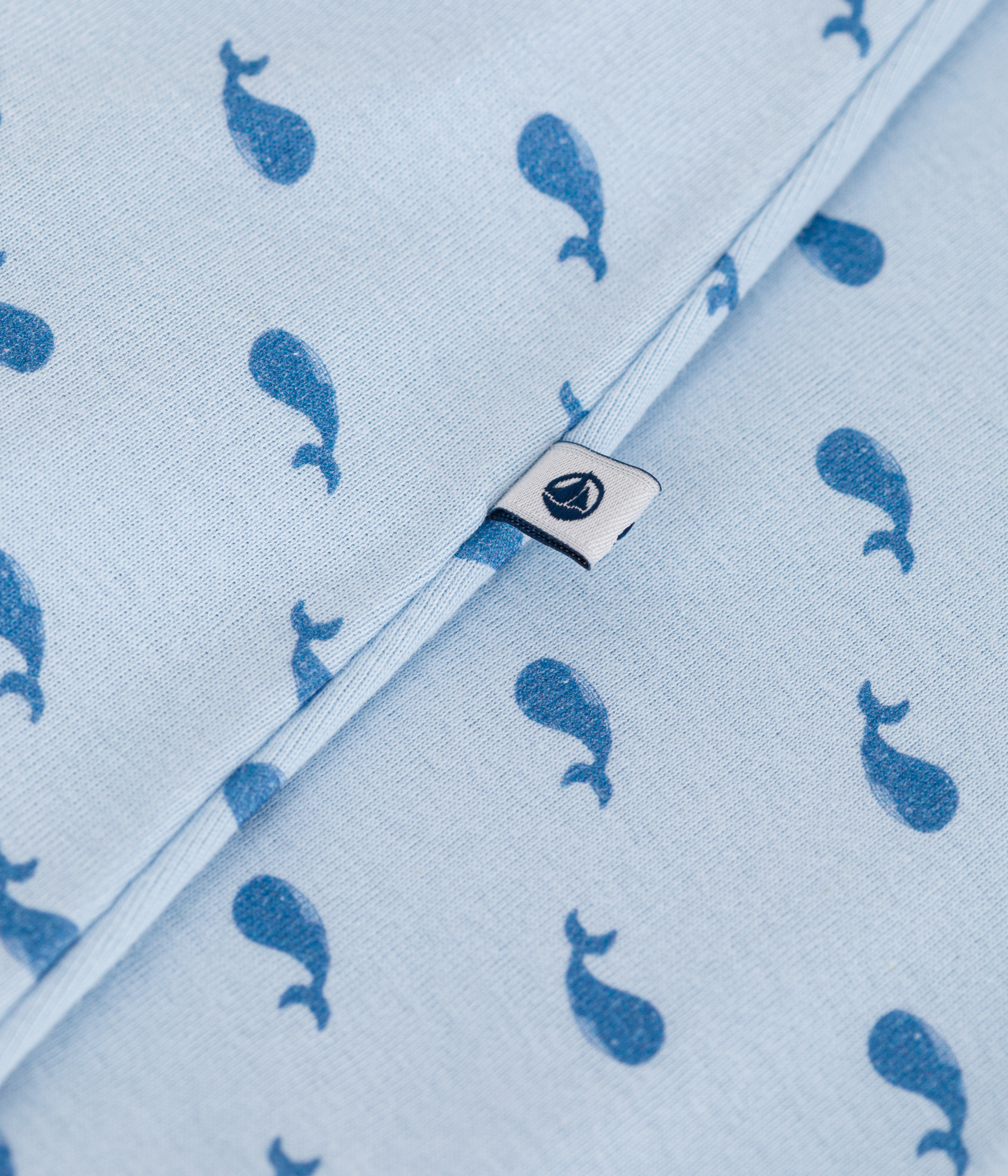 Baby cotton bodyjama without feet with whale print