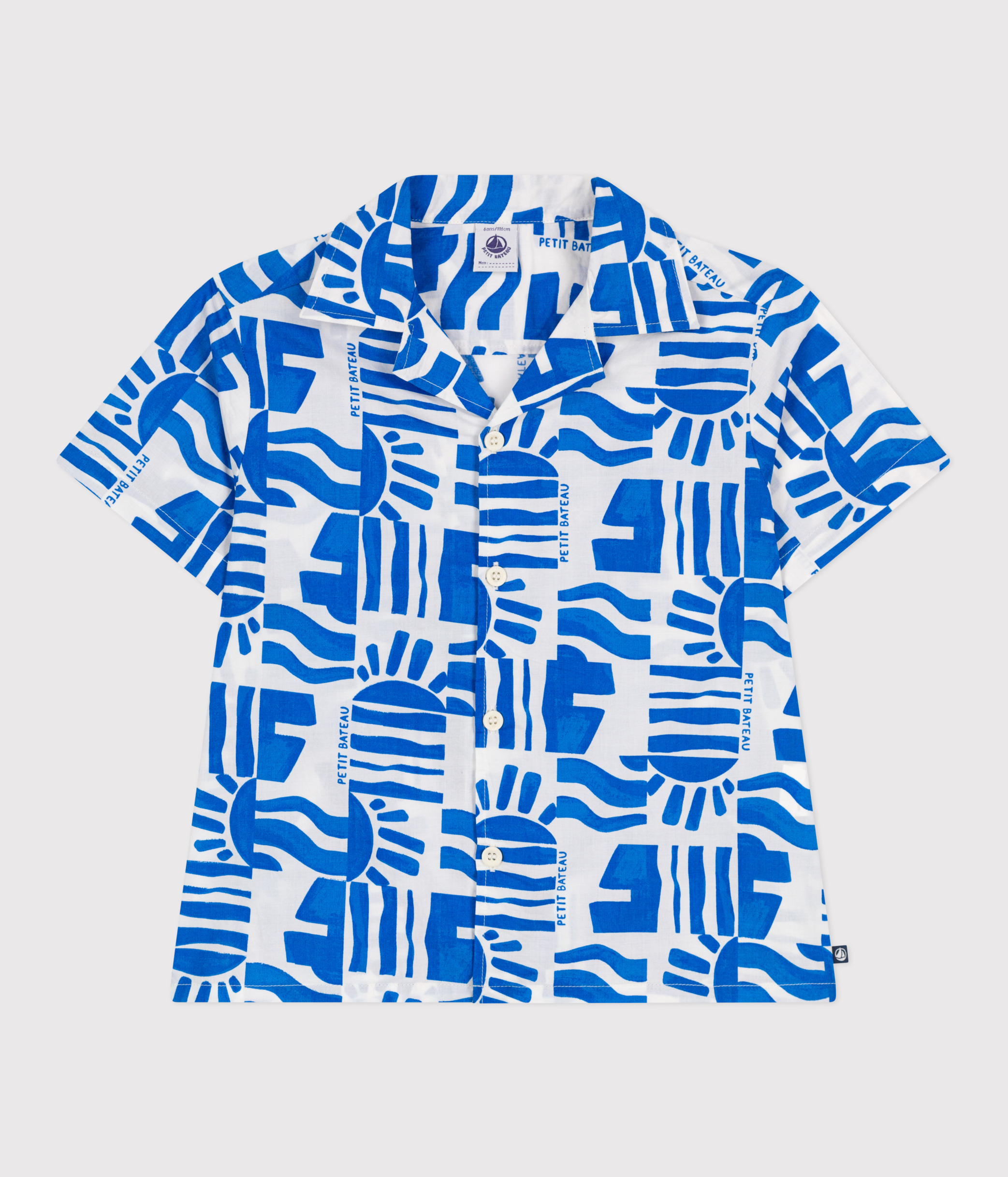 Children's short-sleeved printed cotton shirt