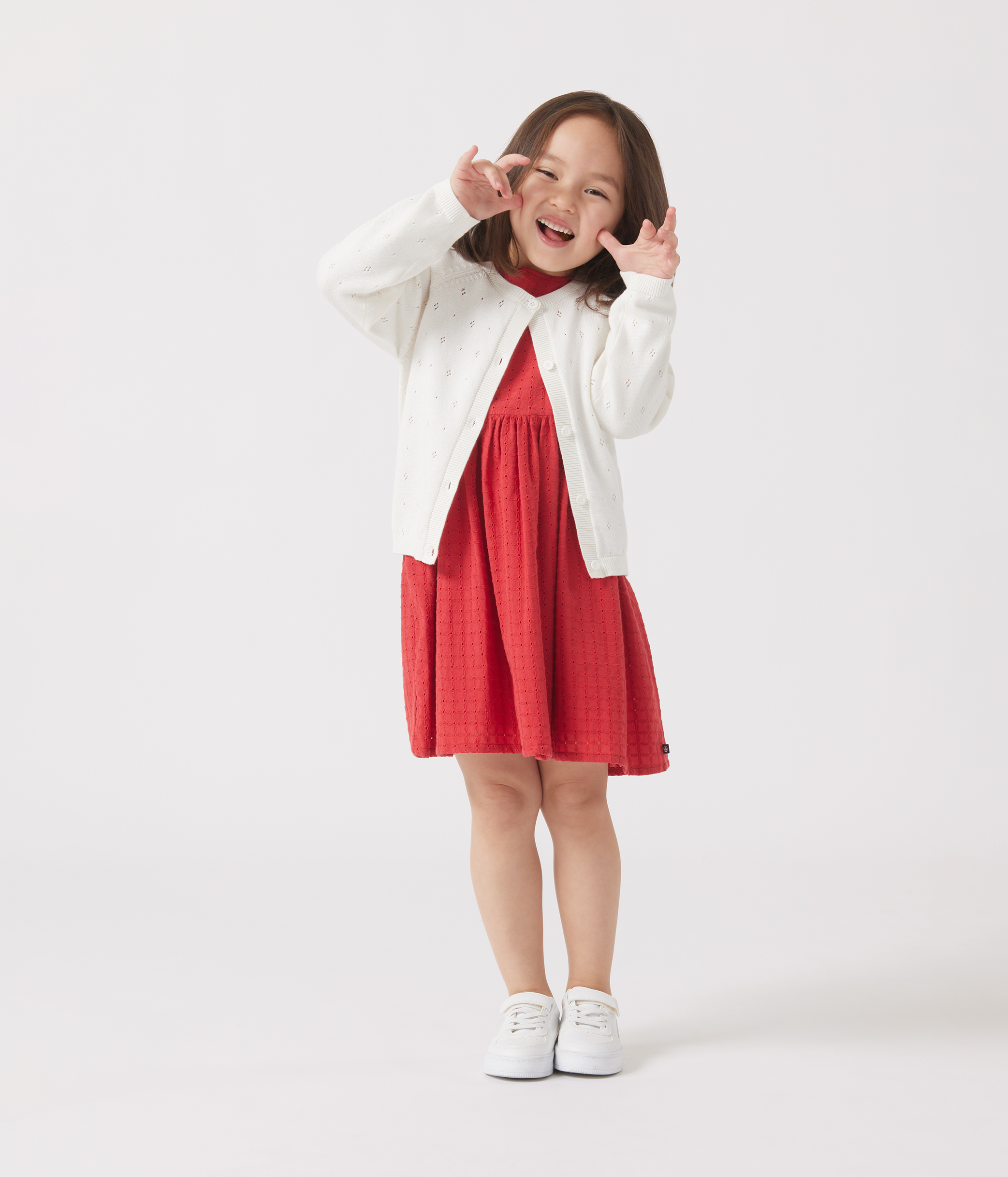 Children's cotton cardigan in a decorative stitch