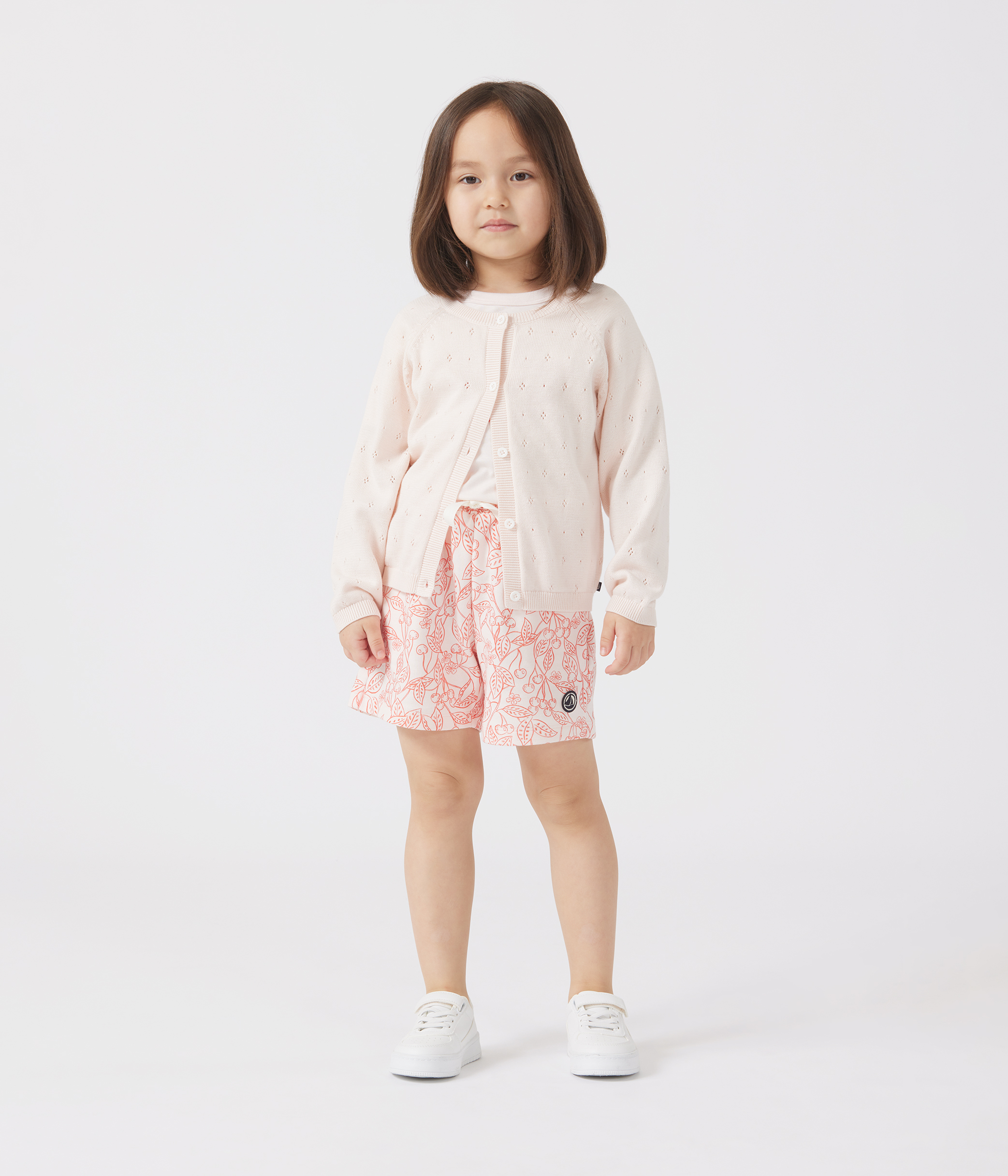 Children's cotton cardigan in a decorative stitch