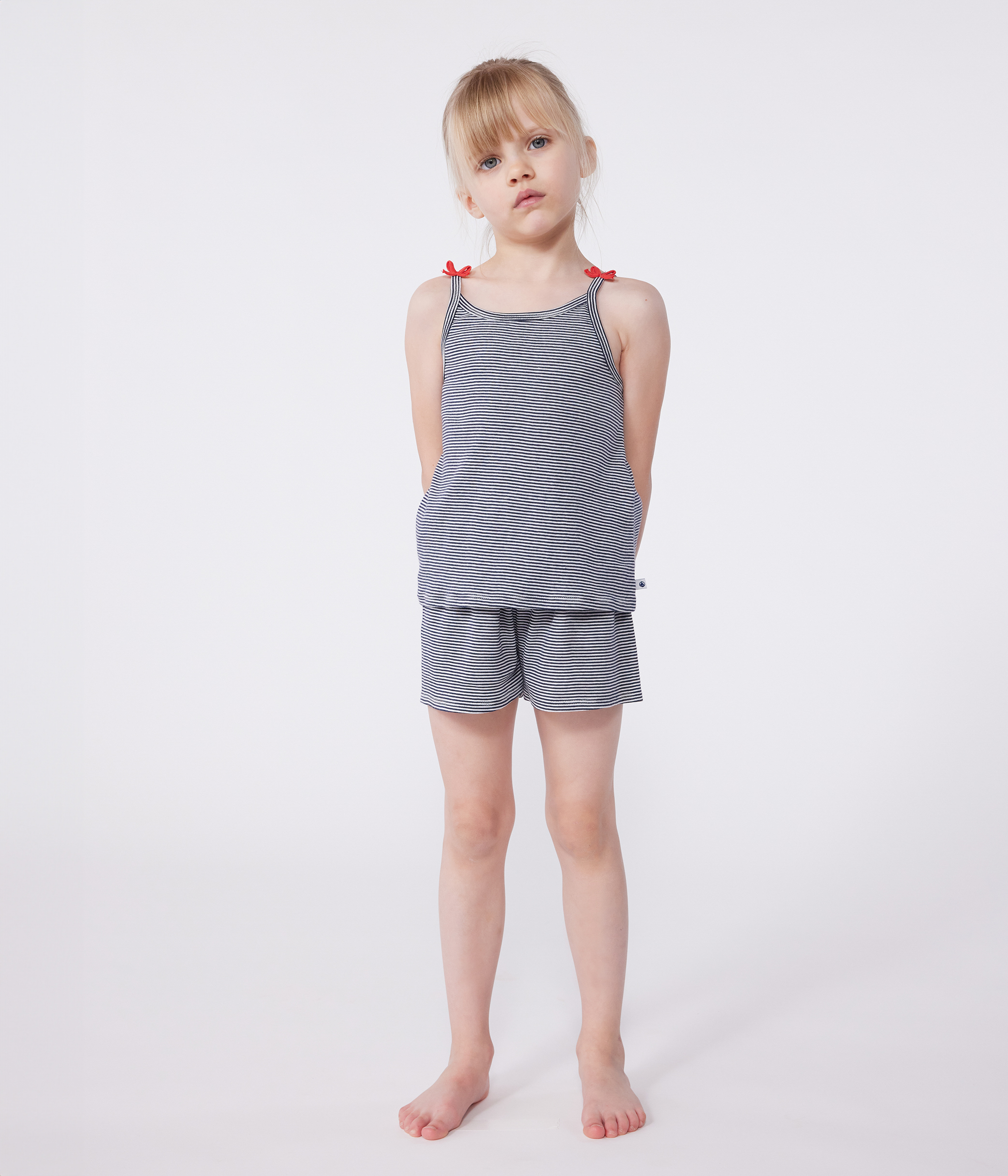 Children's short stripy strappy pyjamas