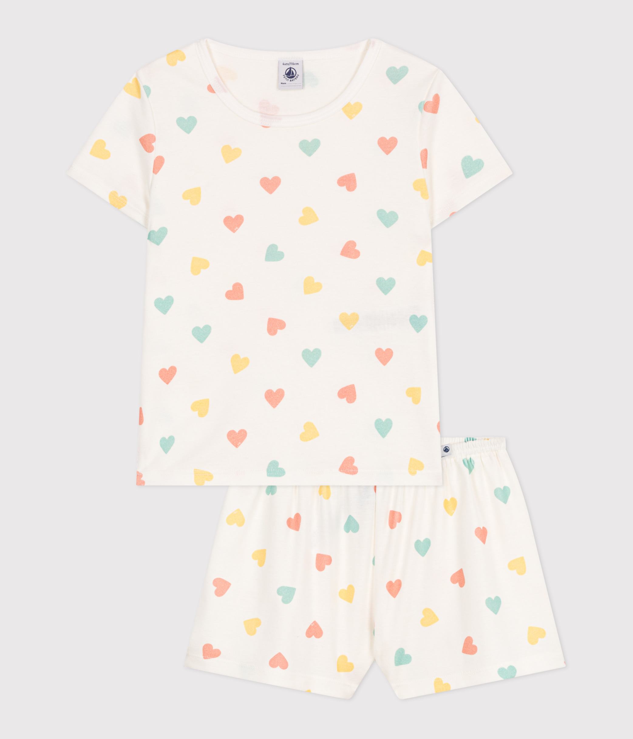 Children's short heart print cotton pyjamas