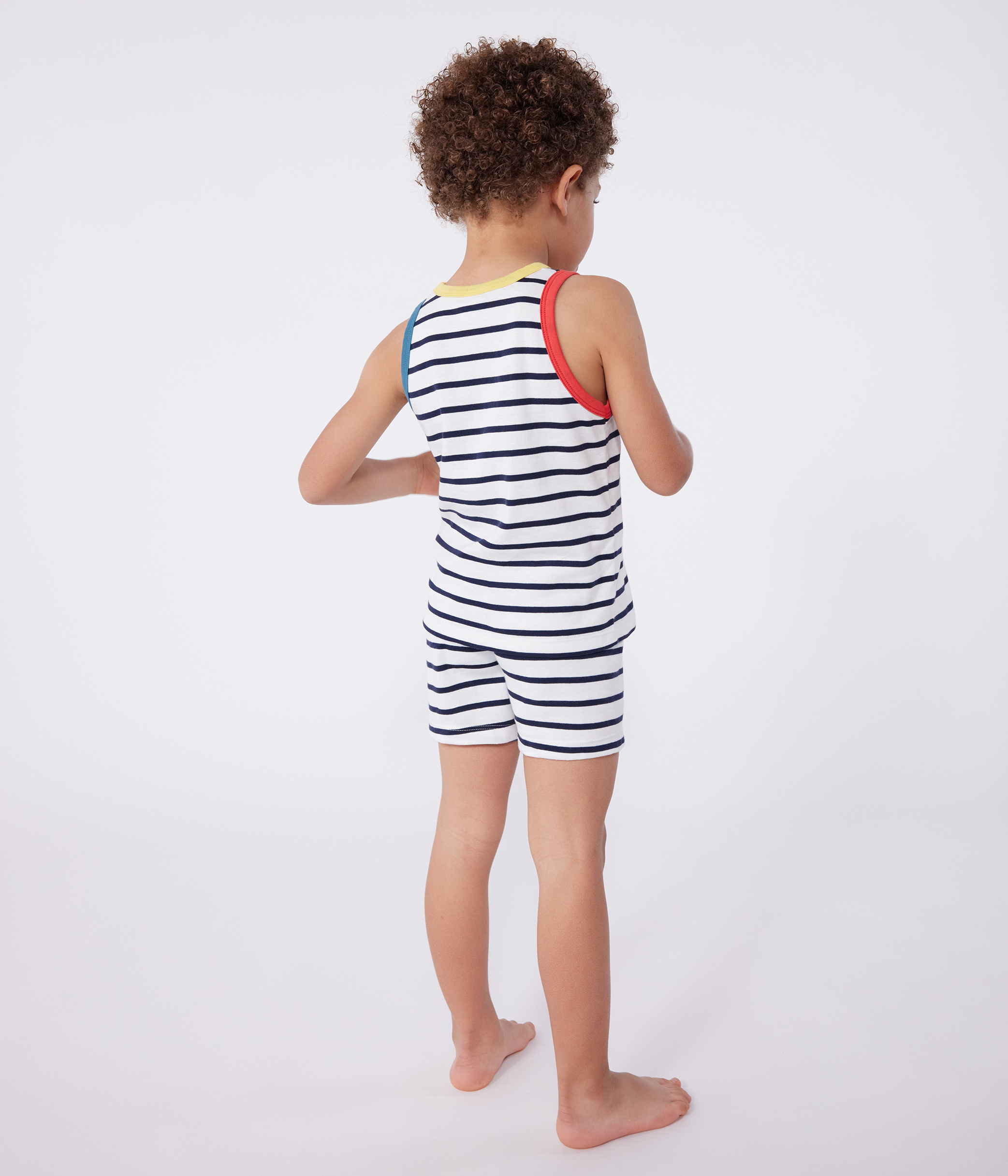 Children's short pyjama set with striped cotton tank top