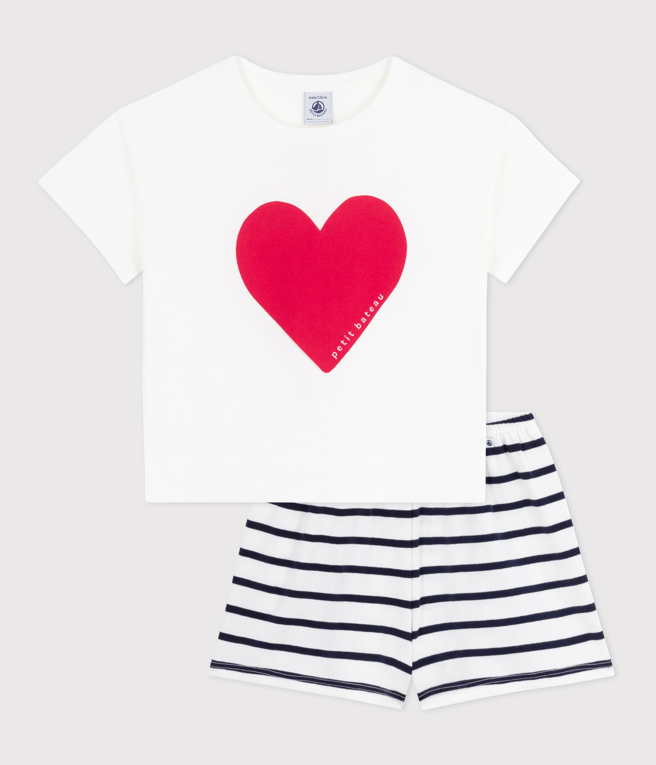 Children's short heart print cotton pyjamas