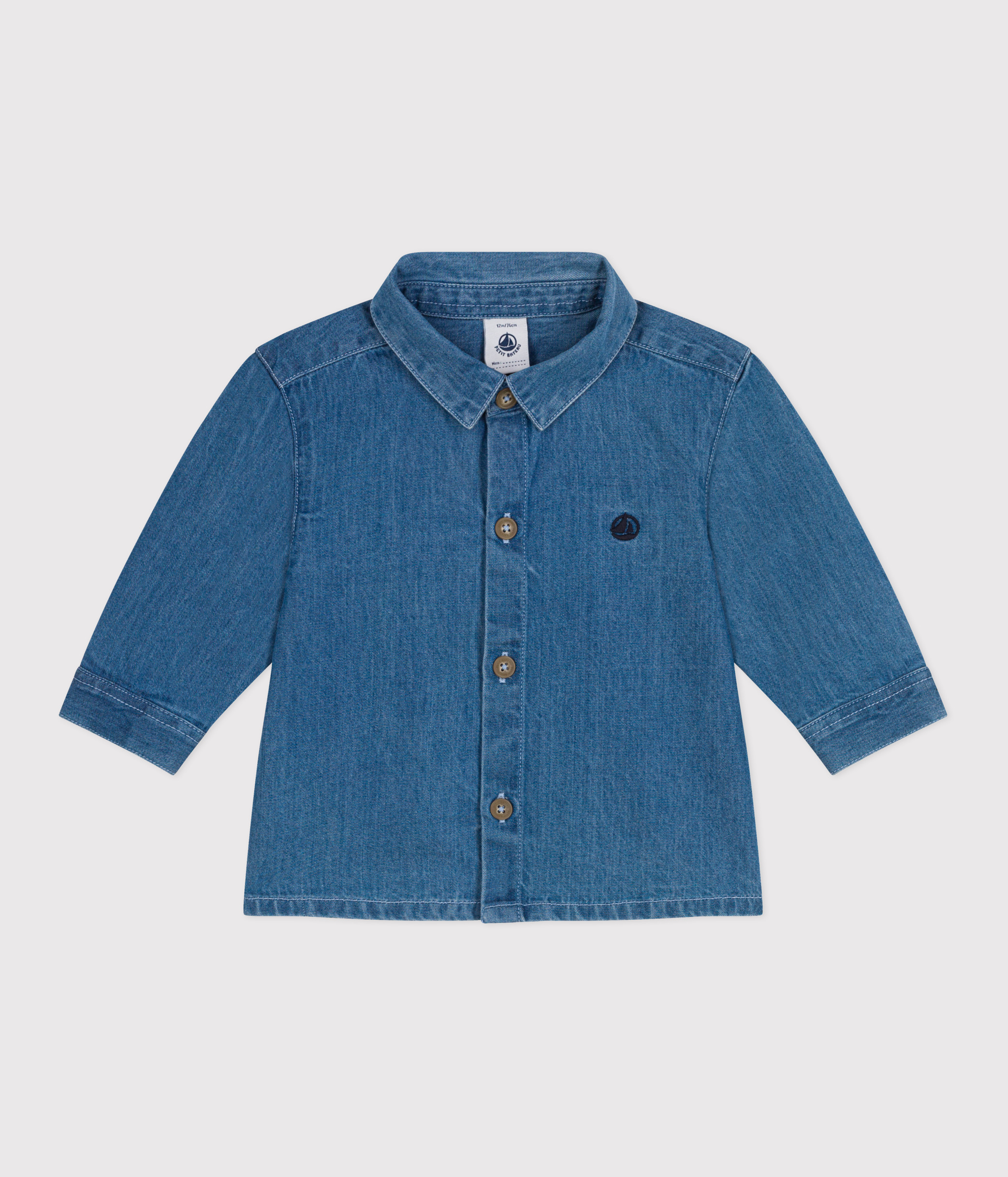 Babies' plain denim shirt
