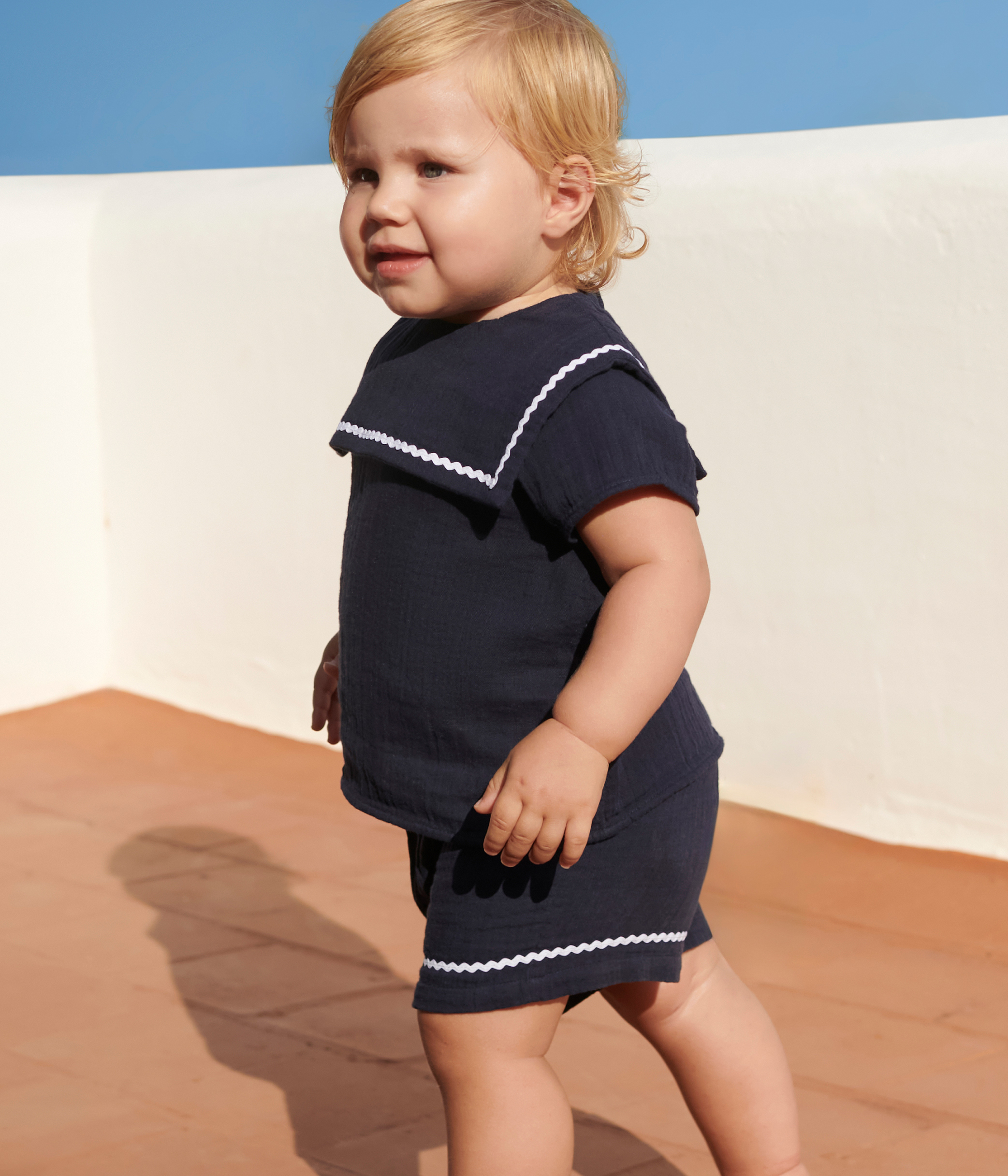 Babies' two-piece cotton outfit with nautical details