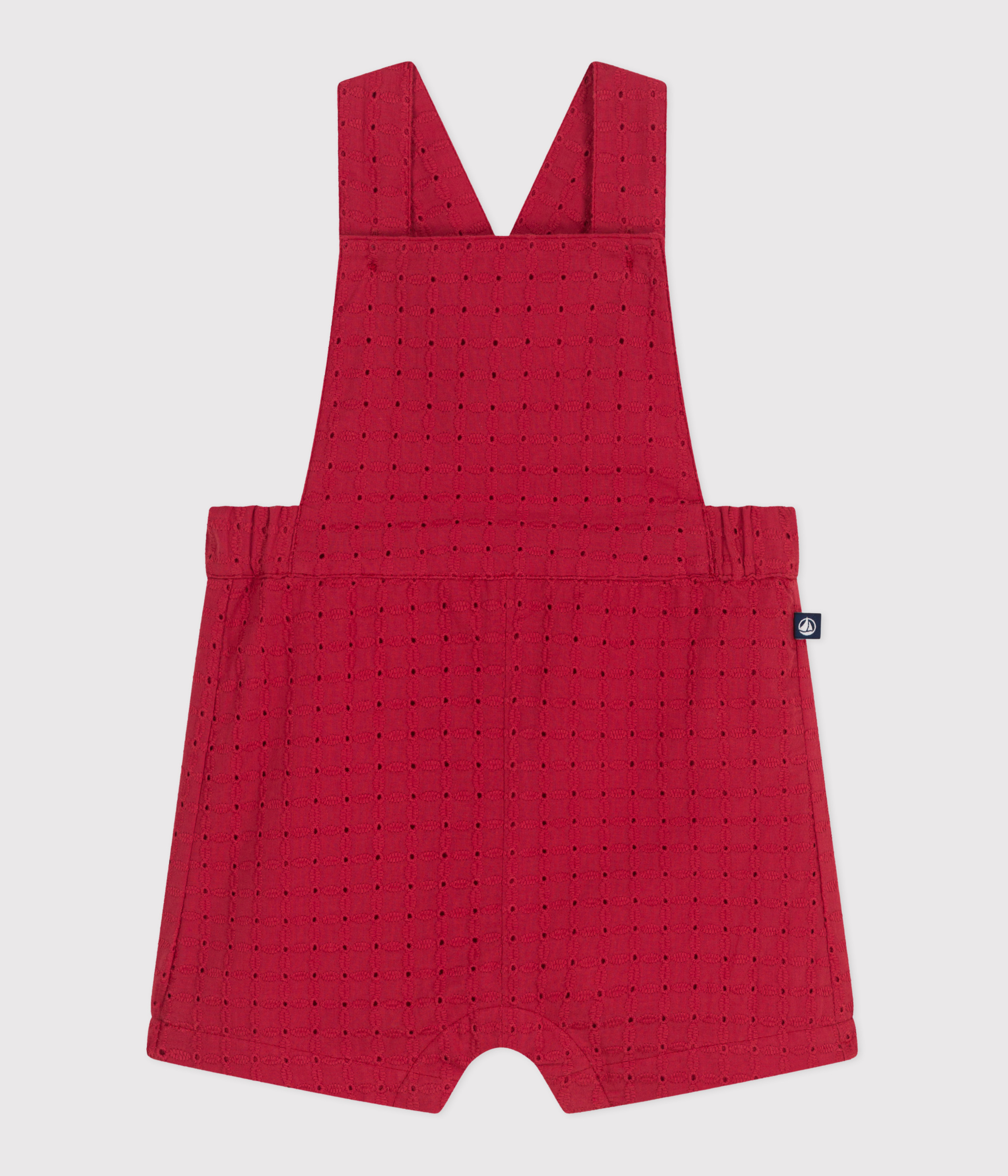 Babies' short-leg cotton broderie anglaise dungarees