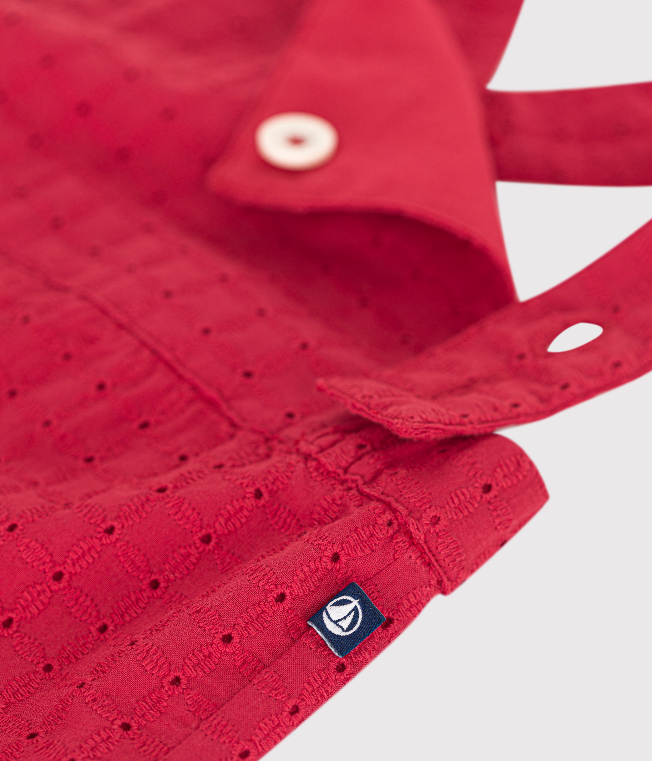 Babies' short-leg cotton broderie anglaise dungarees