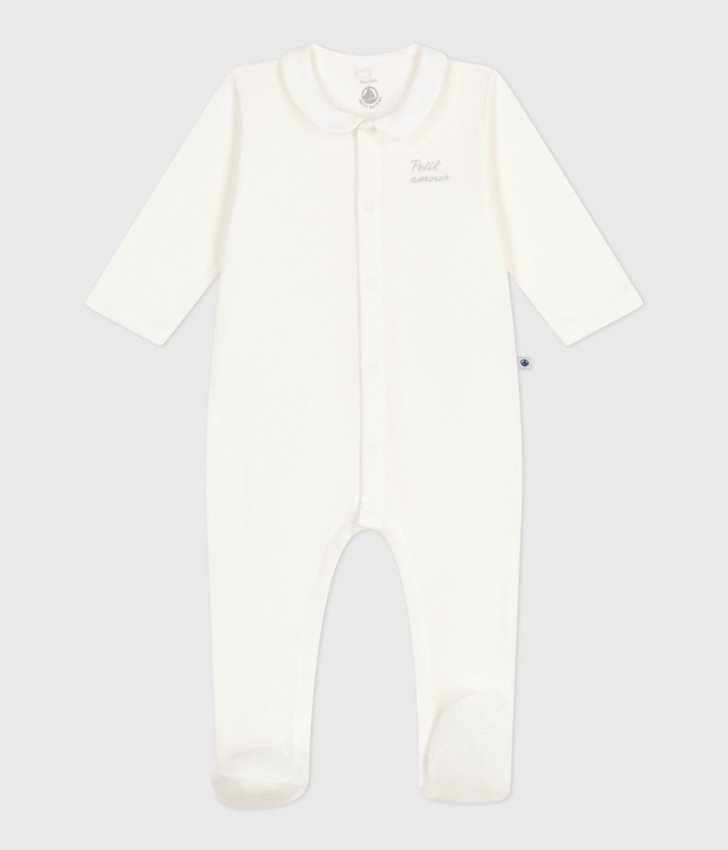 Babies' tube-knit pyjamas with a plain collar