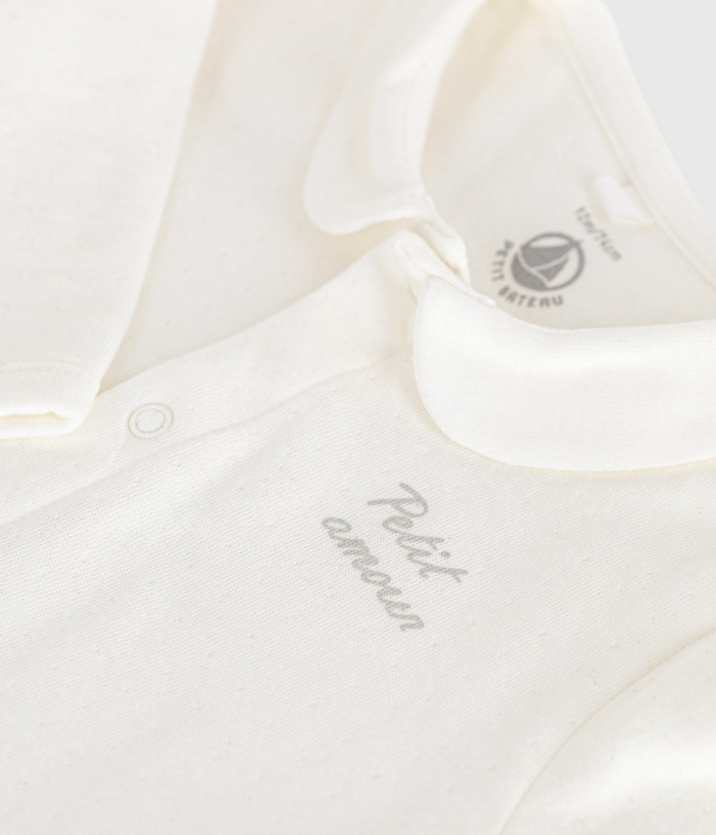 Babies' tube-knit pyjamas with a plain collar