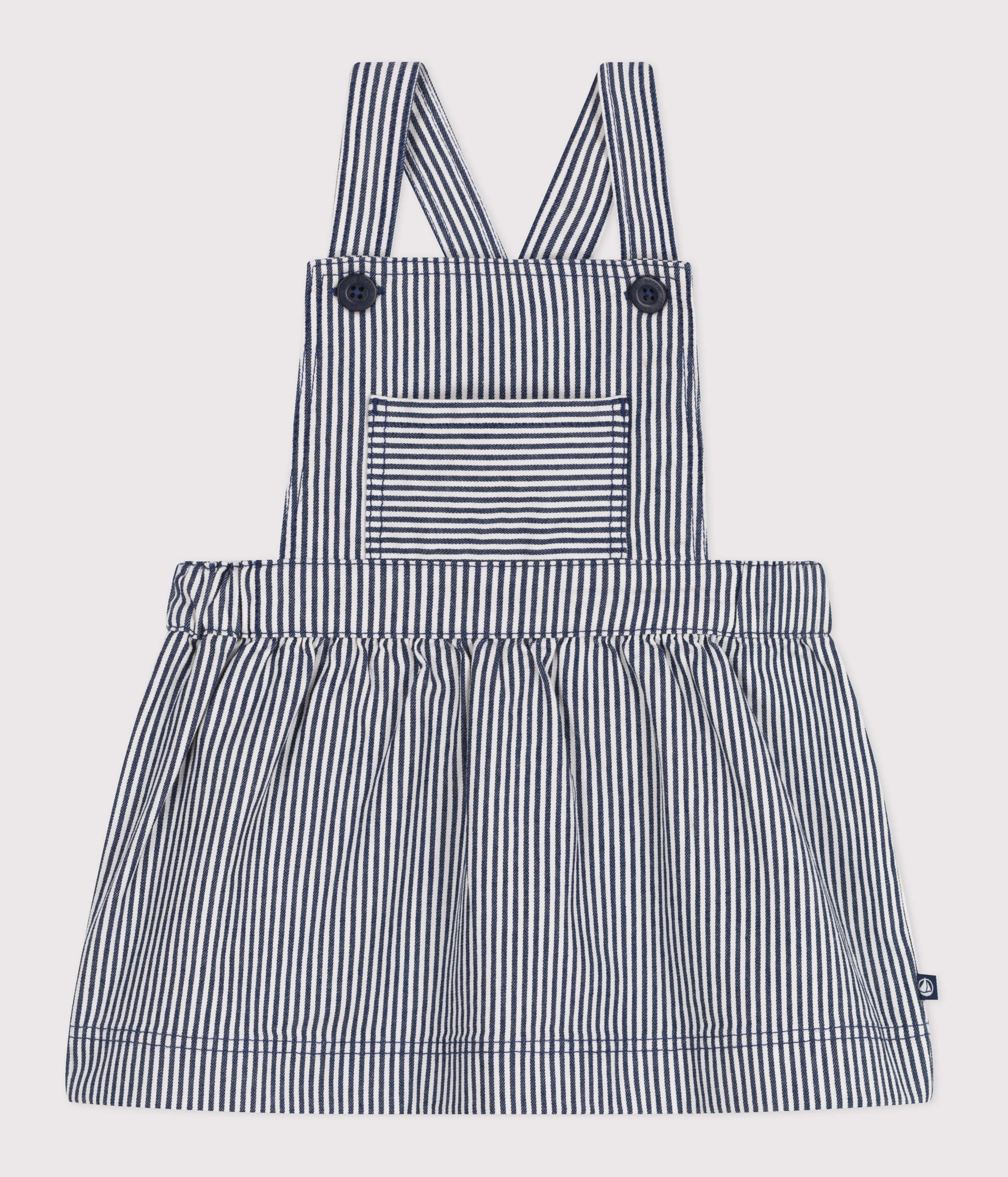 Babies' stripy cotton dungarees