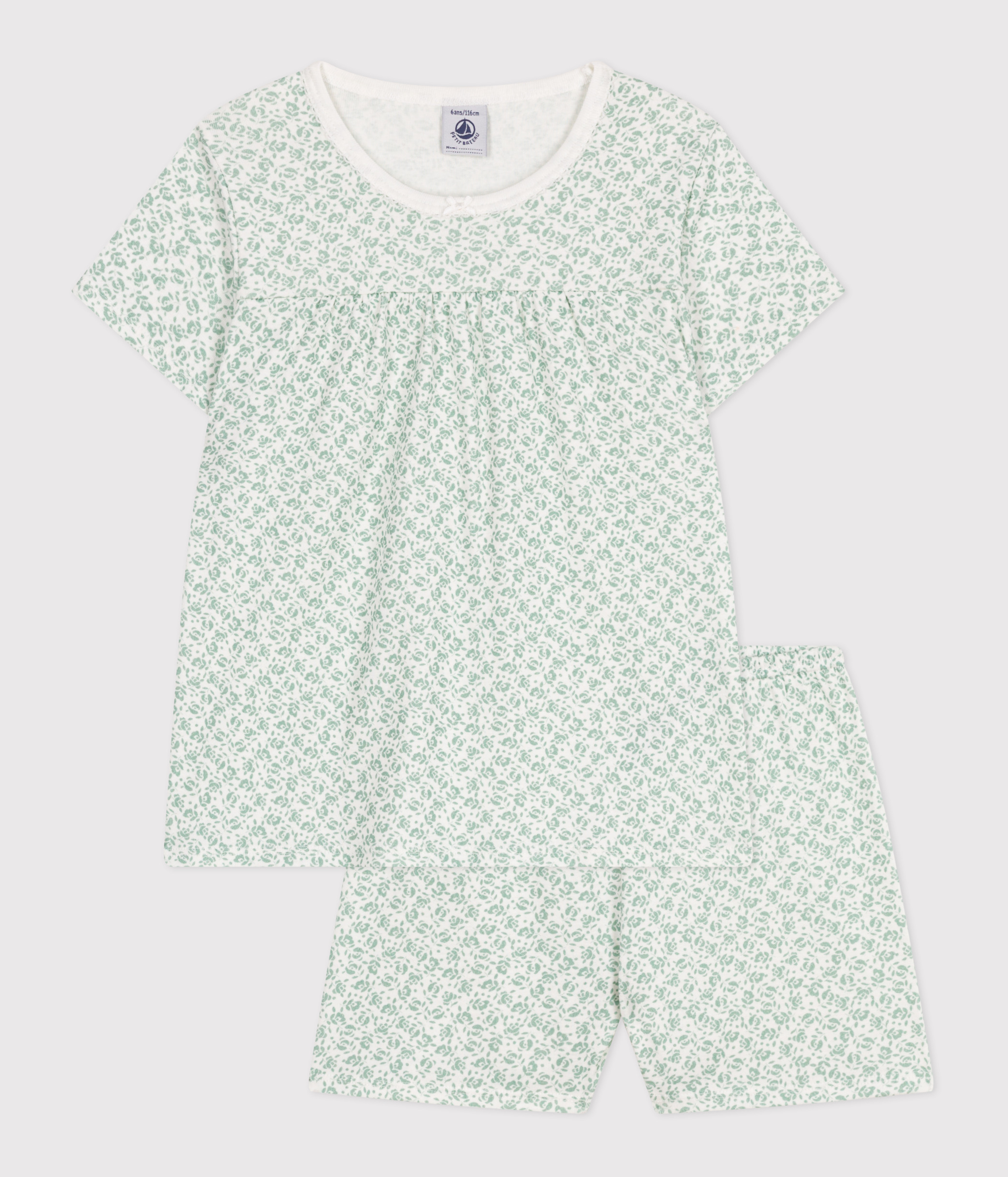 Children's short pajamas in floral print cotton