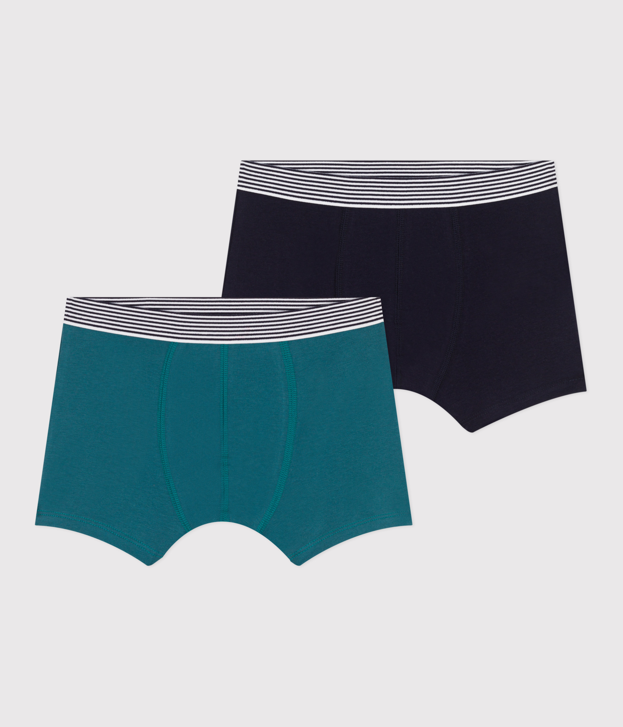 Set of 2 plain cotton and elastane boxers for children