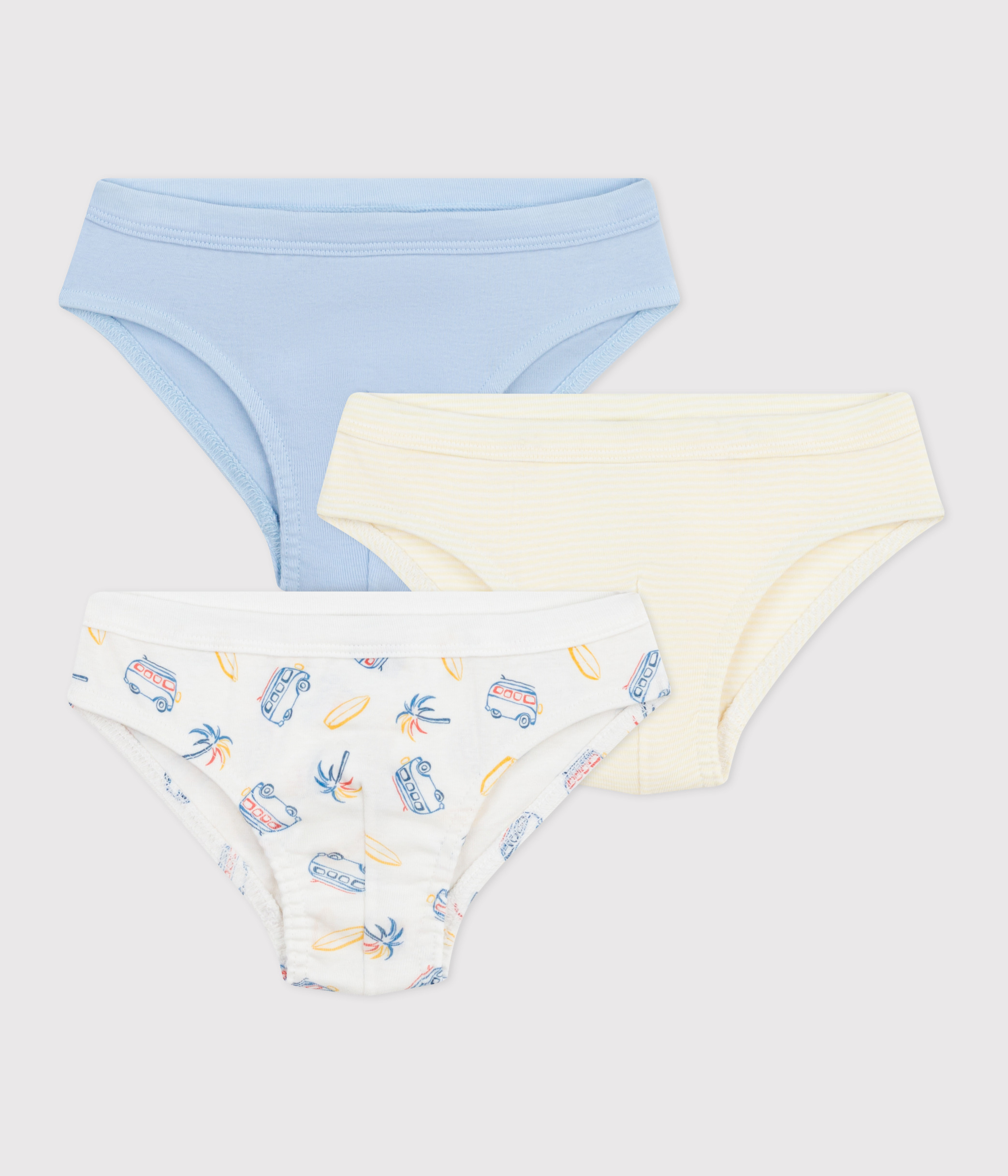 Set of 3 children's cotton briefs with van print