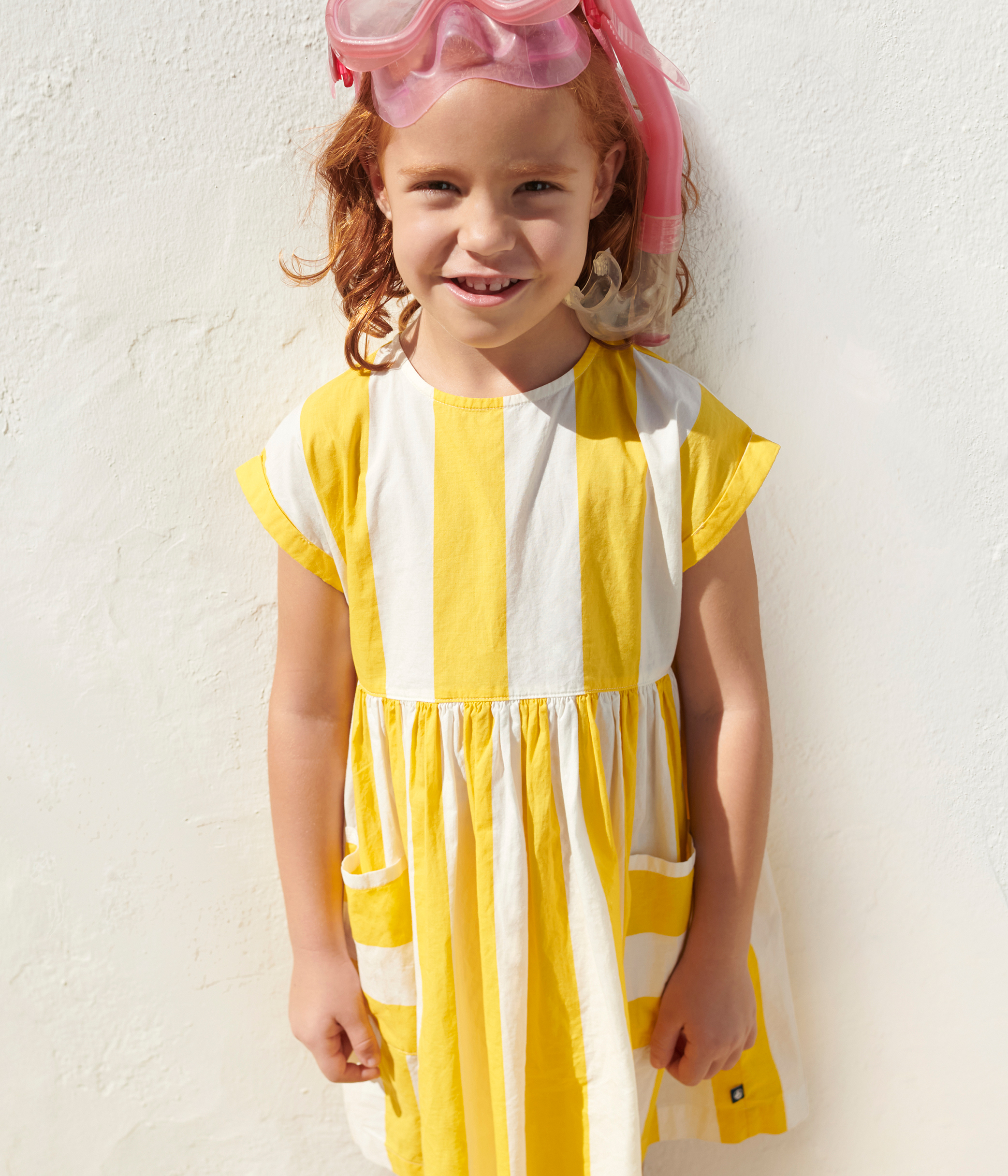 Children's short-sleeved stripy cotton dress