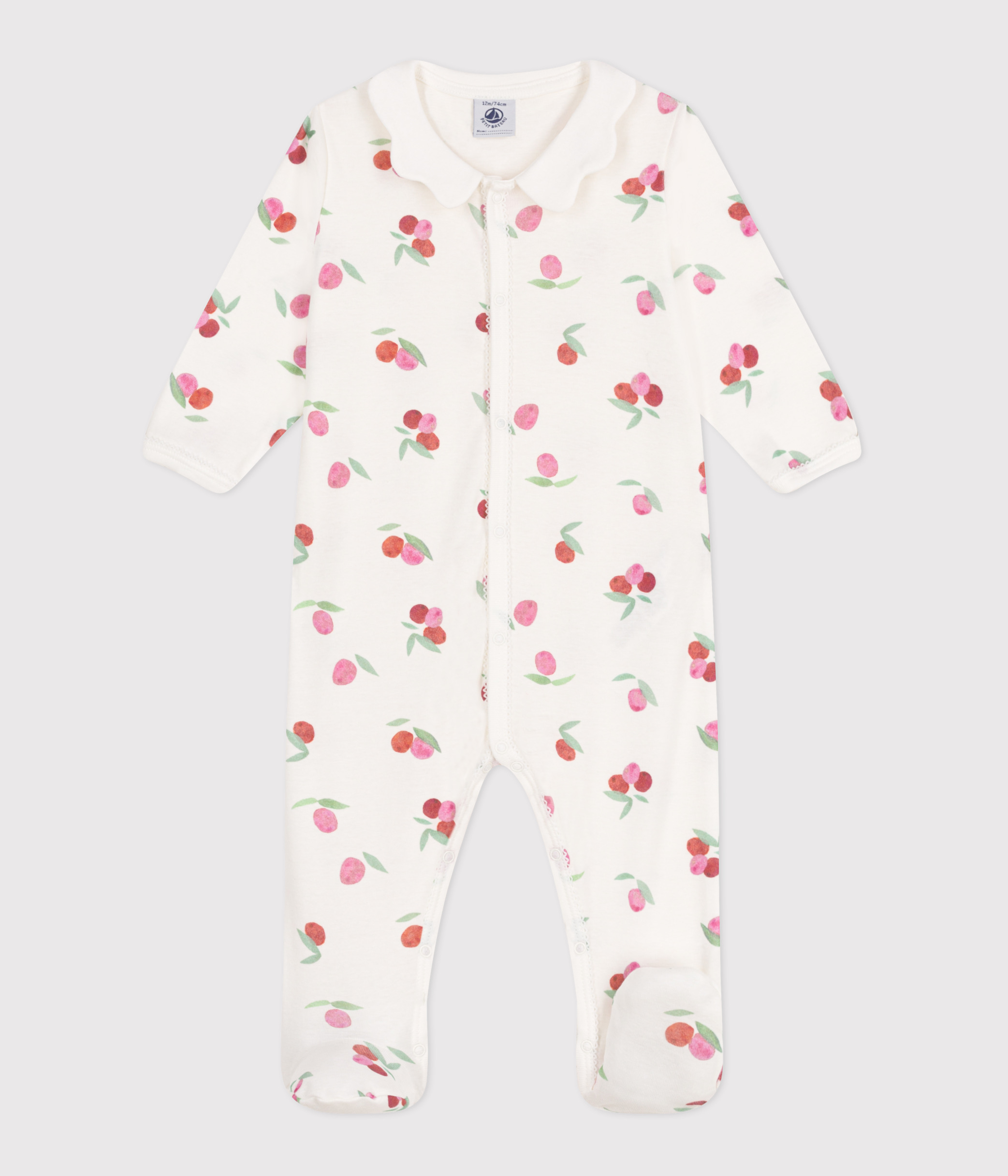 Babies' cotton pyjamas with a fruit petal collar